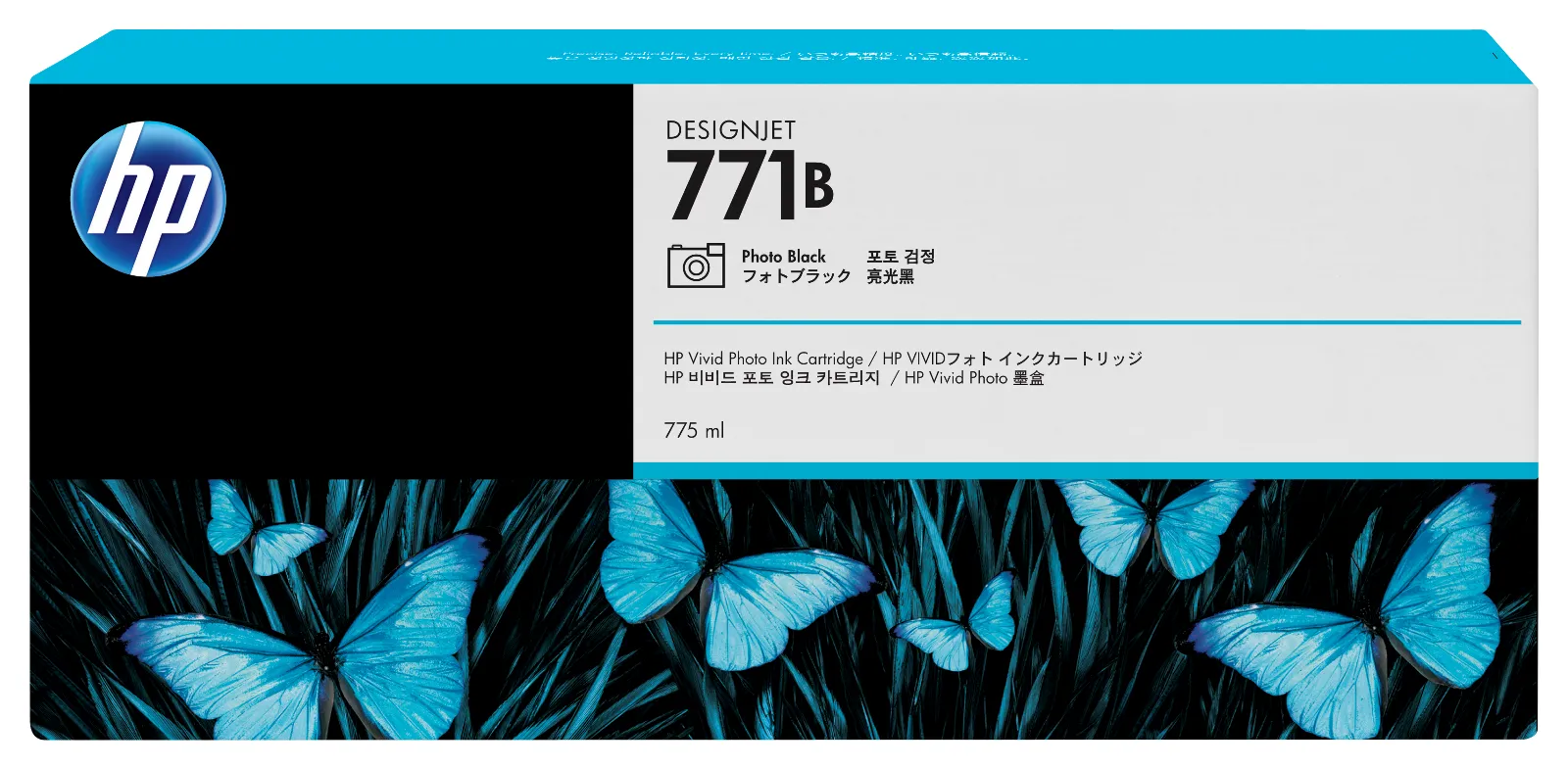 HP 771B 775-ml Photo Black DesignJet Ink Cartridge, front view