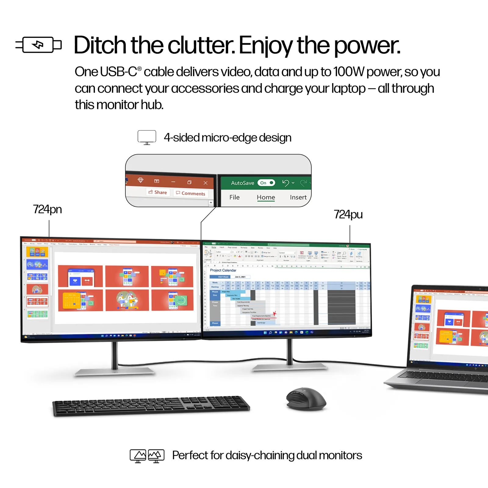 HP Series 7 Pro 24 inch WUXGA USB-C Monitor - 724pu computer monitor