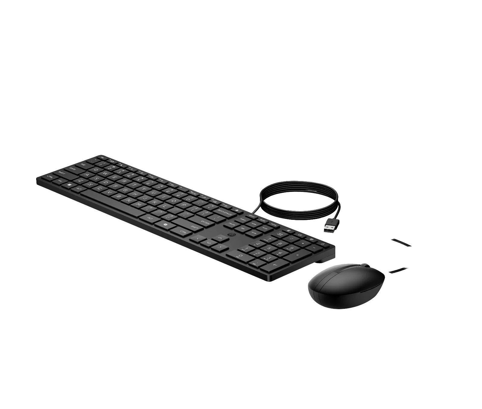 HP Wired Desktop 320MK Mouse and Keyboard, left side view