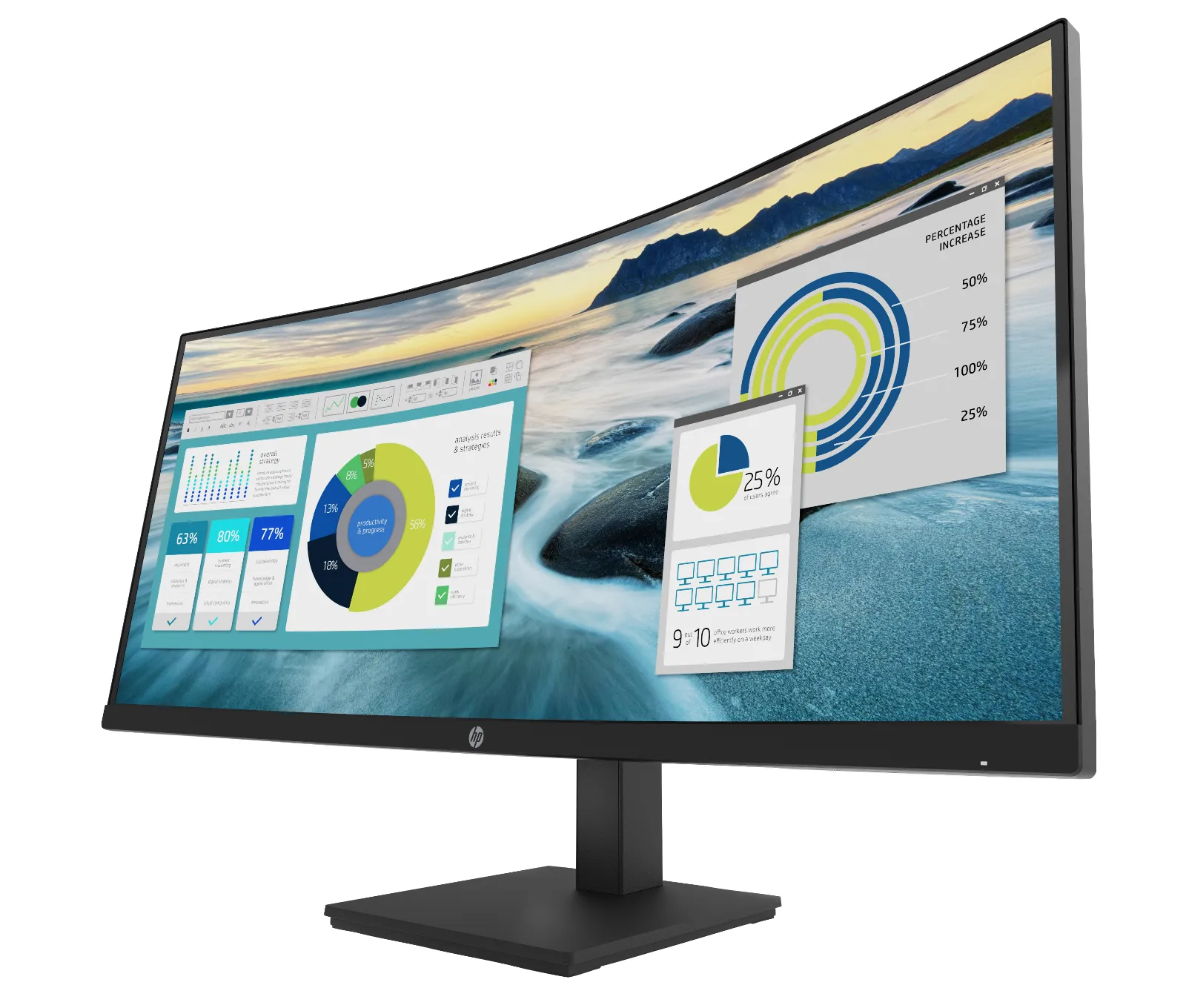 HP P34hc G4 WQHD USB-C Curved Monitor, left side view