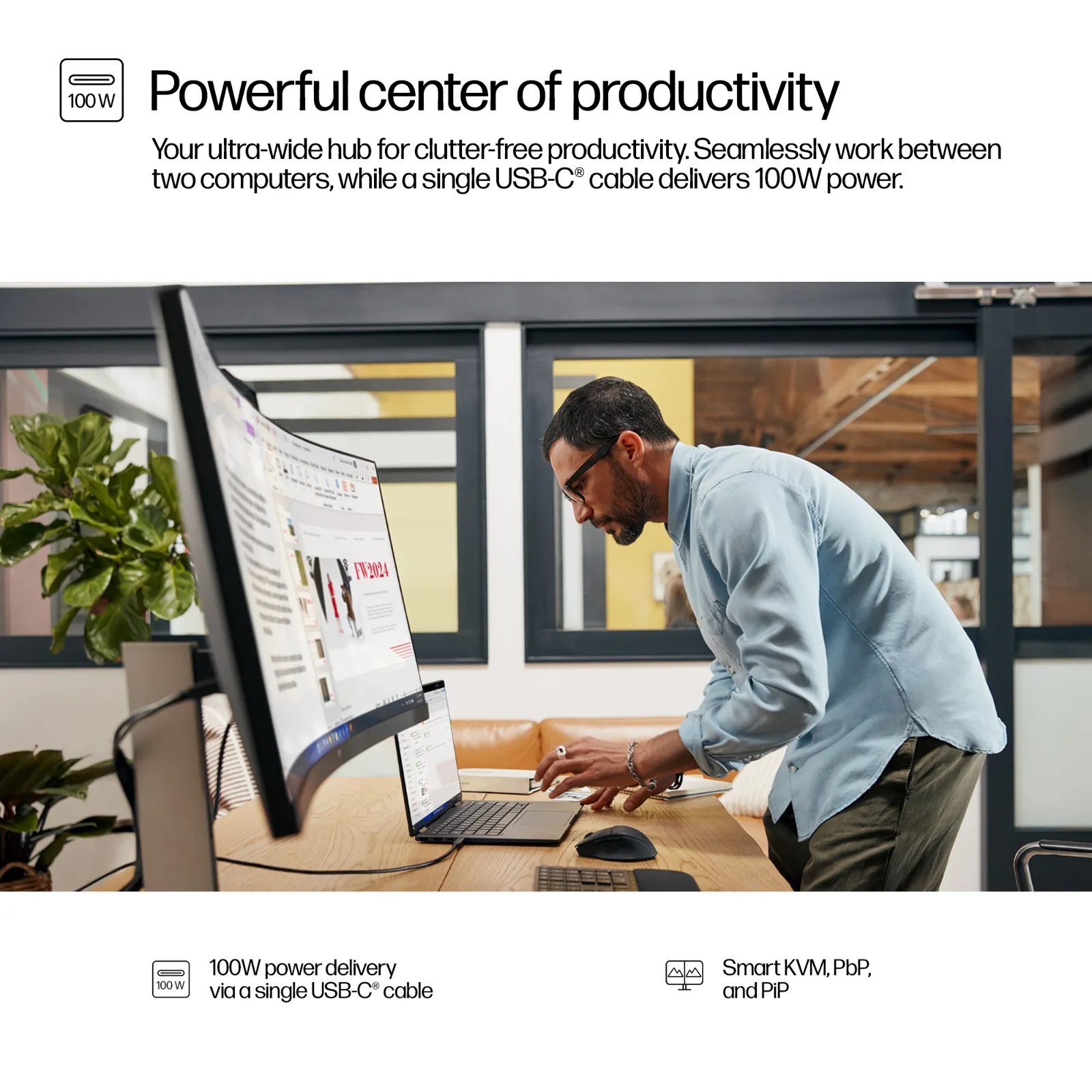 HP Series 5 Pro 34 inch WQHD USB-C Conferencing Monitor - 534pm computer monitor