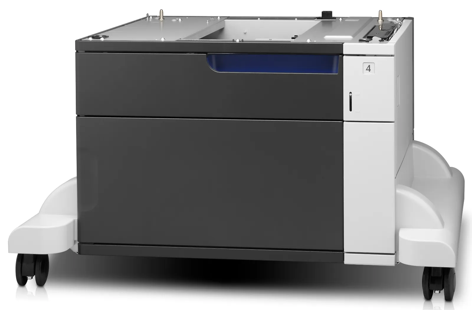 HP LaserJet 1x500-sheet Paper Feeder and Stand, left side view