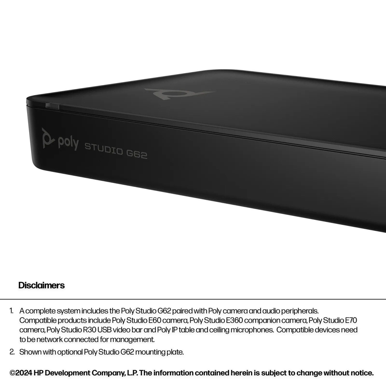 HP Poly Studio G62 video conferencing system