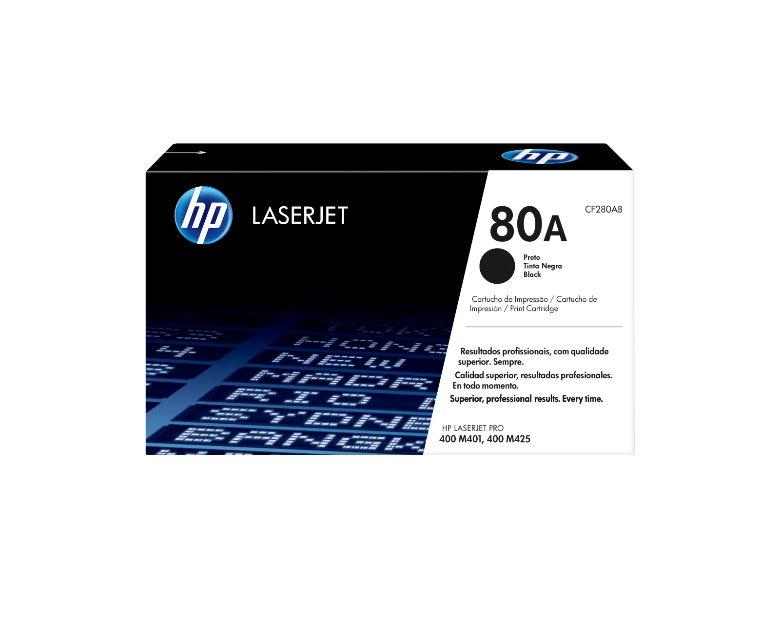 HP 80A Black Original LaserJet Toner Cartridge, front view