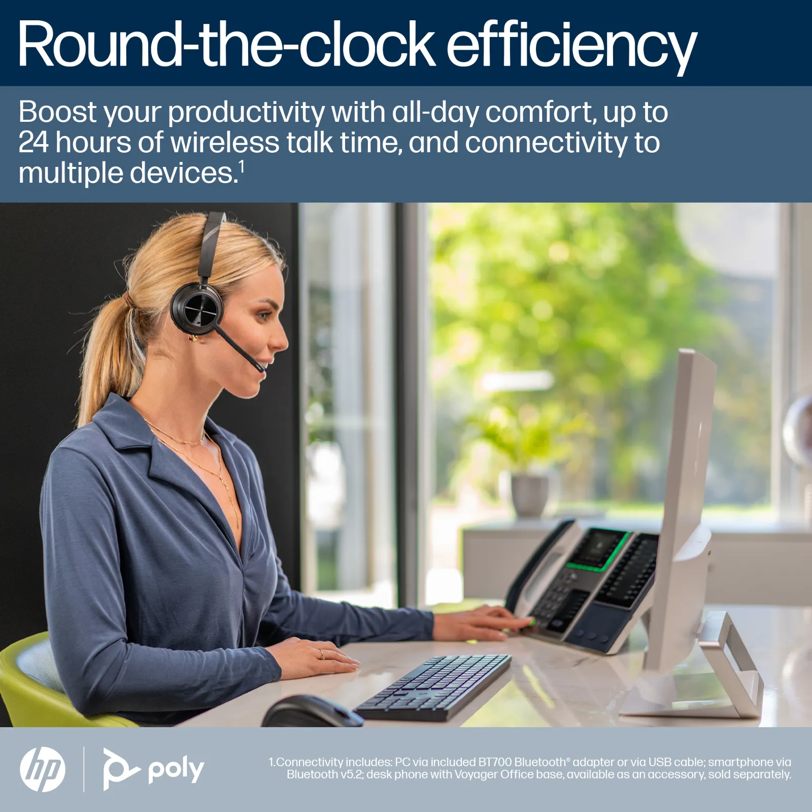 HP Poly Voyager 4310-M Microsoft Teams Certified USB-C Headset +BT700 dongle +Charging Stand