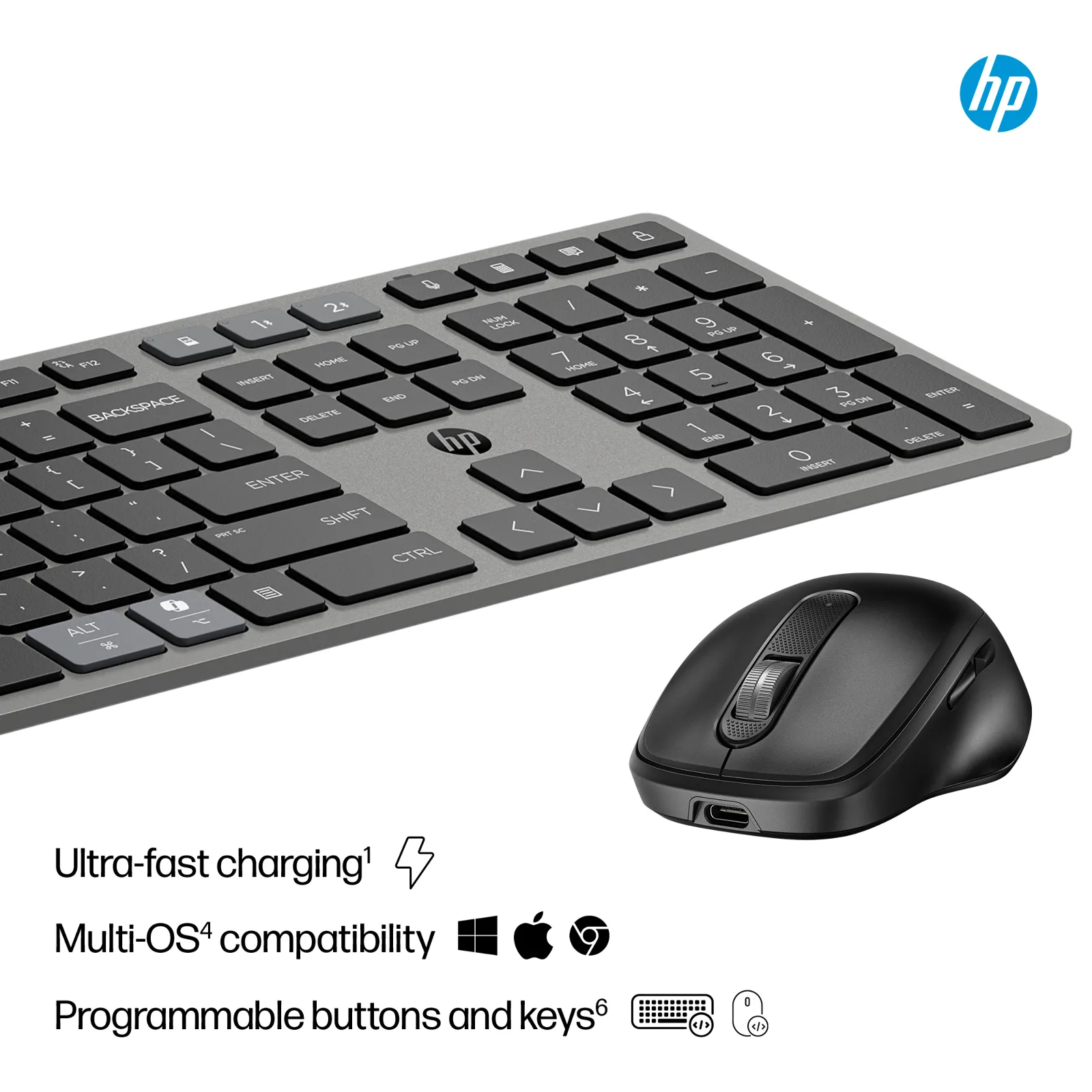 HP 725 Multi-Device Rechargeable Wireless and Mouse Combo keyboard