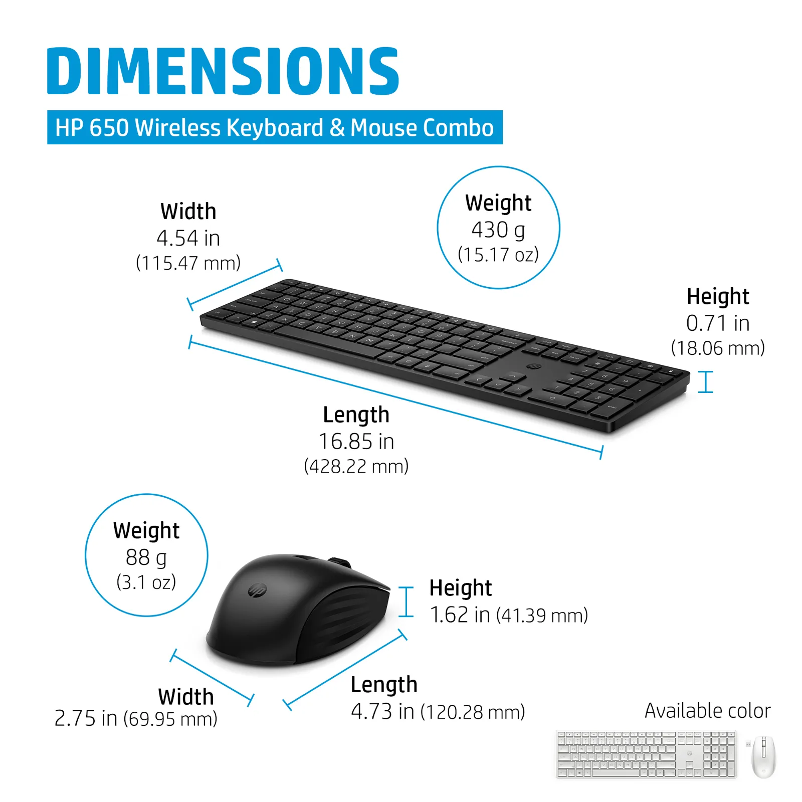 HP 650 Wireless and Mouse Combo Black keyboard
