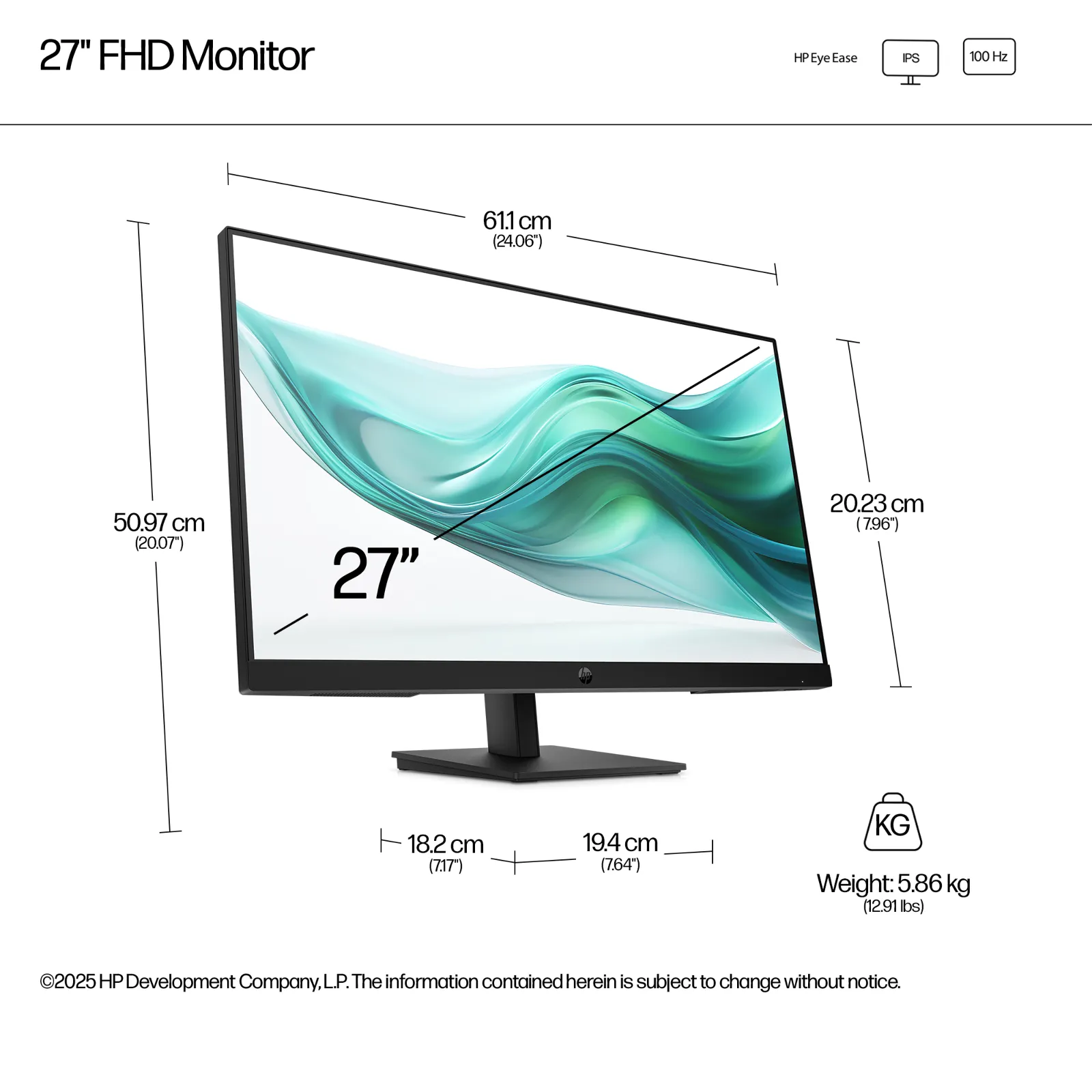 HP Series 3 Pro 27 inch FHD Monitor - 327ph computer monitor