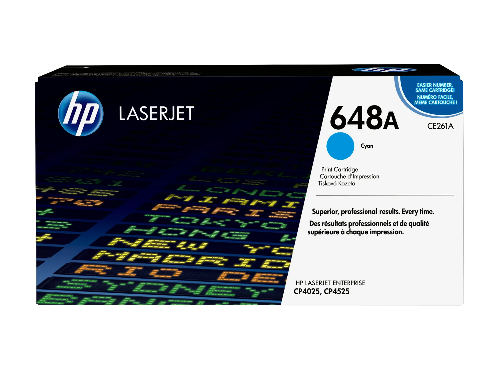 HP 648A Cyan Original LaserJet Toner Cartridge, front view
