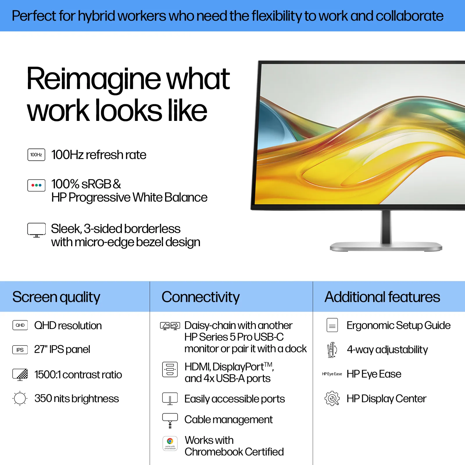 HP Series 5 Pro 27 inch QHD Monitor - 527pq computer monitor