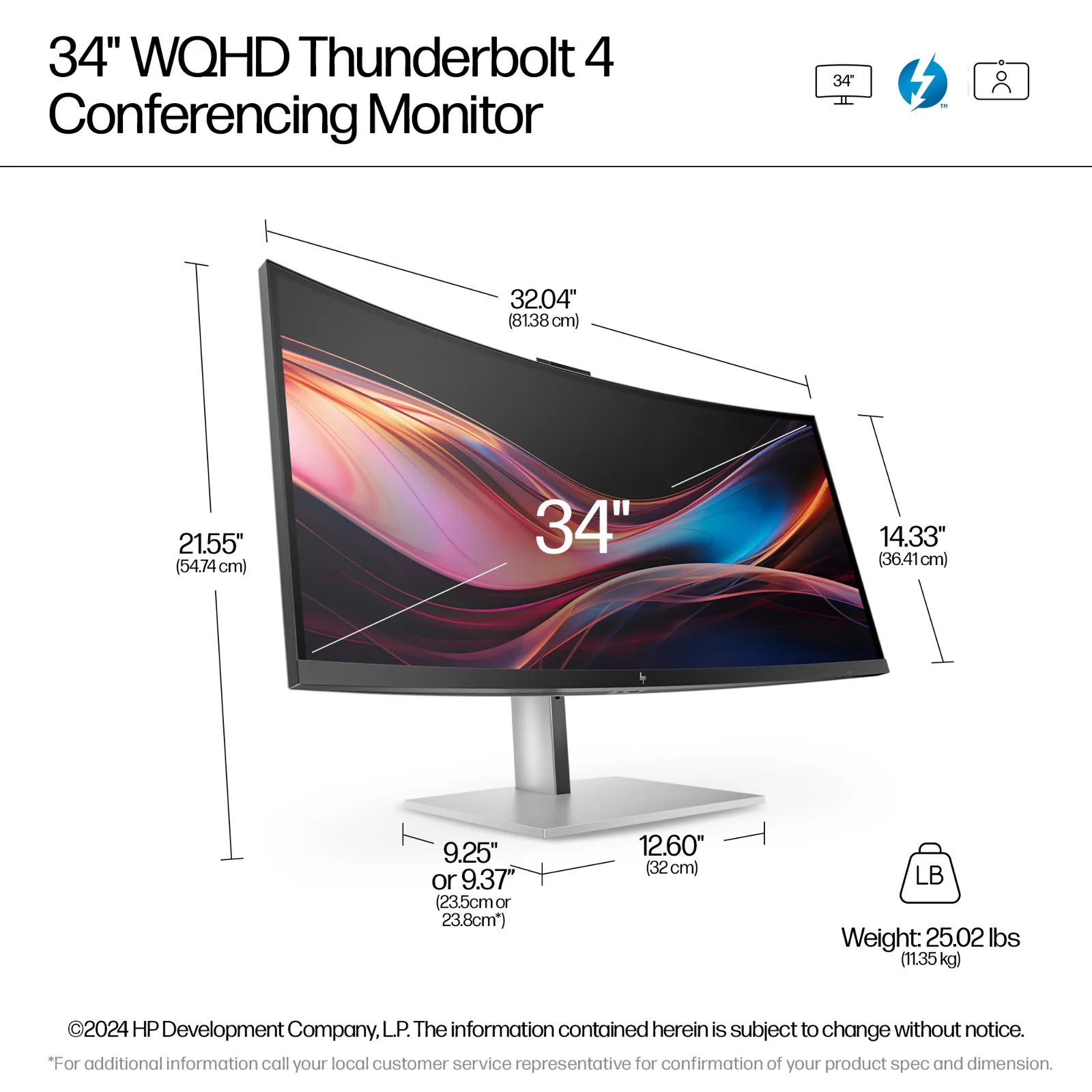 HP Series 7 Pro 34 inch WQHD Conferencing Monitor - 734pm computer monitor