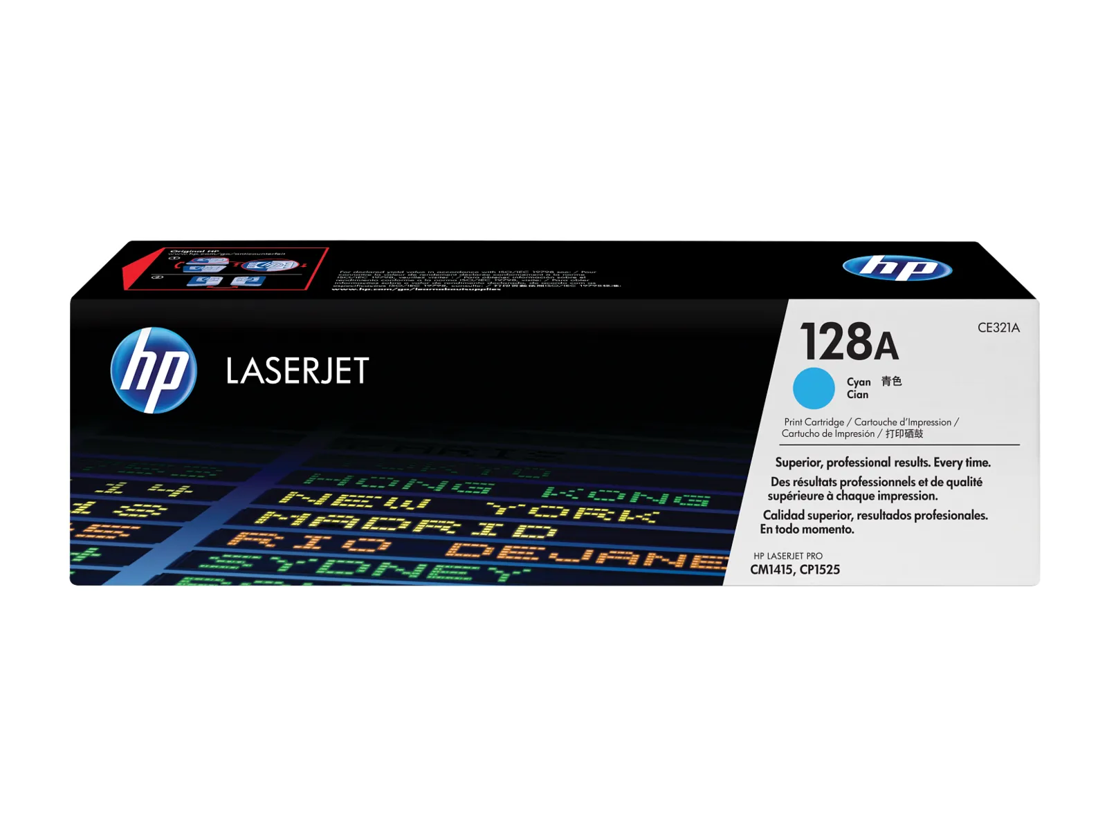 HP 128A Cyan Original LaserJet Toner Cartridge, front view