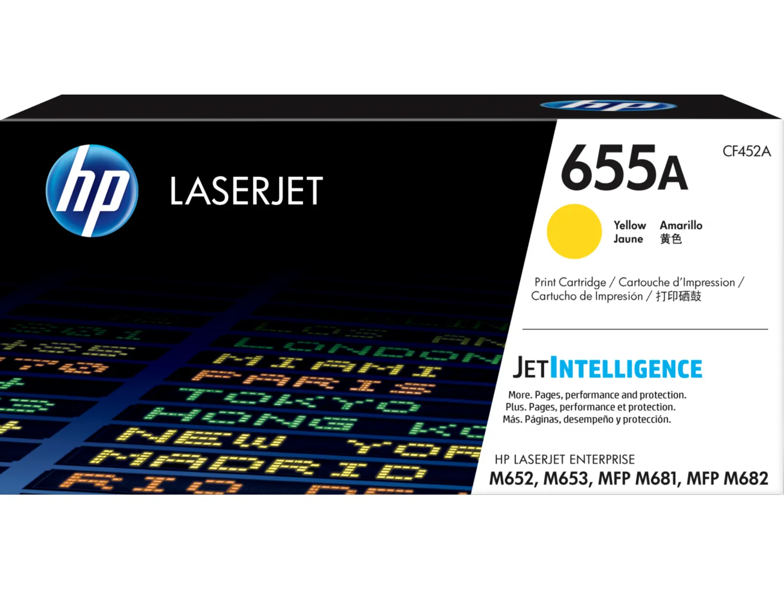 HP 655A Yellow Original LaserJet Toner Cartridge, front view