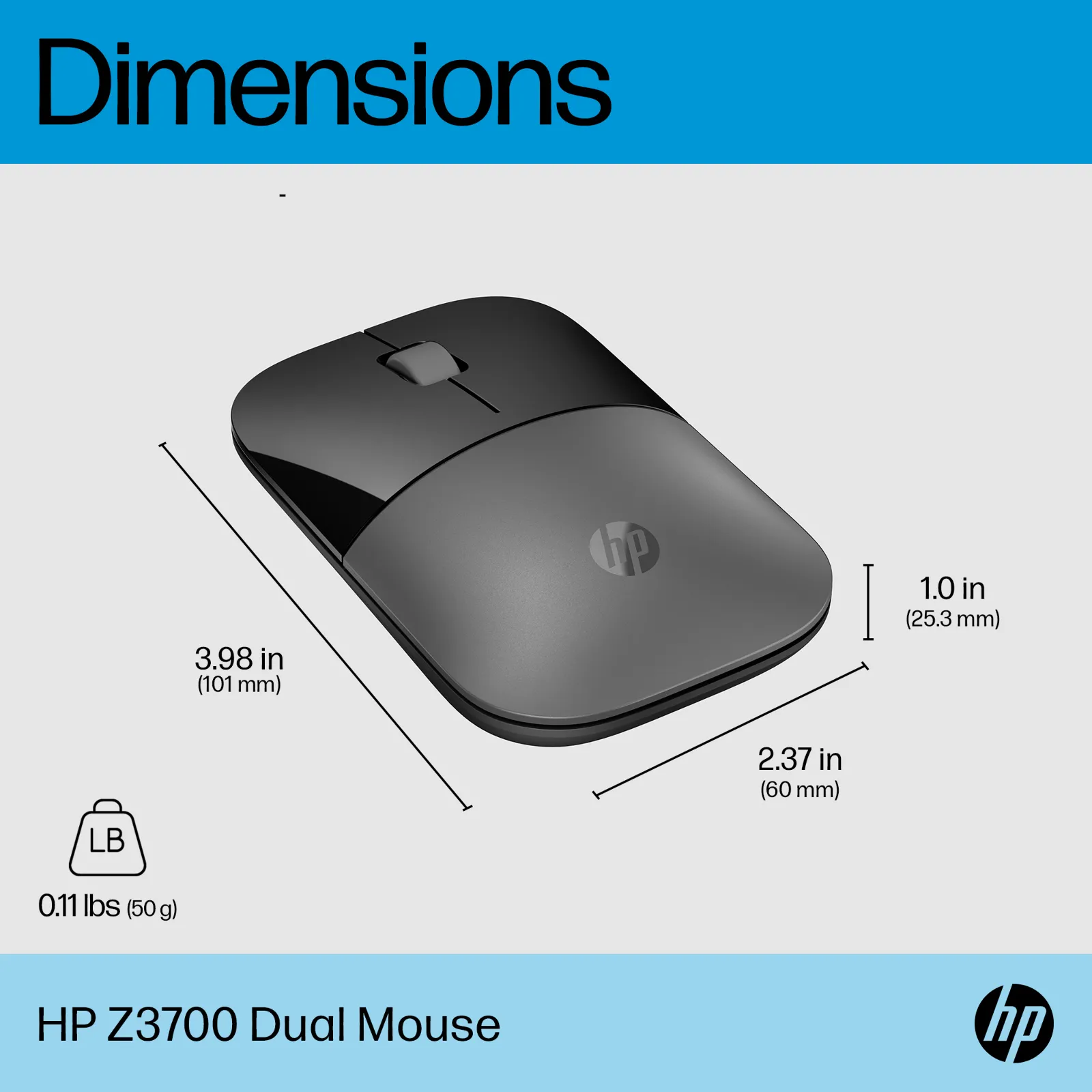 HP Z3700 Dual Silver Wireless mouse