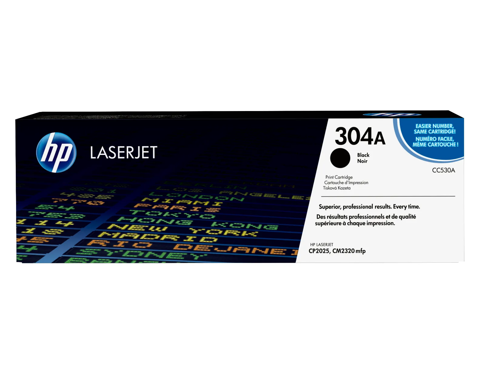 HP 304A Black Original LaserJet Toner Cartridge, front view