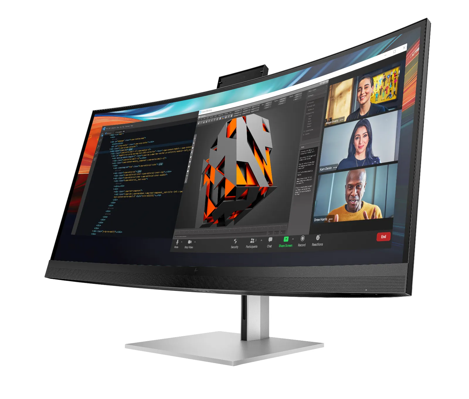 HP Series 7 Pro 39.7 inch 5K2K Conferencing Monitor-740pm, left side view