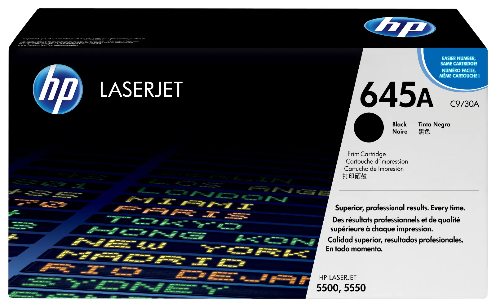 HP 645A Black Original LaserJet Toner Cartridge, front view