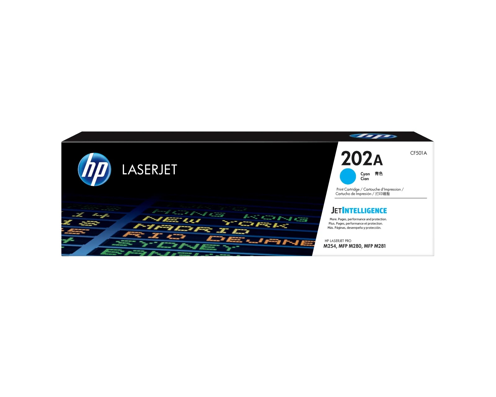 HP 202A Cyan Original LaserJet Toner Cartridge, front view
