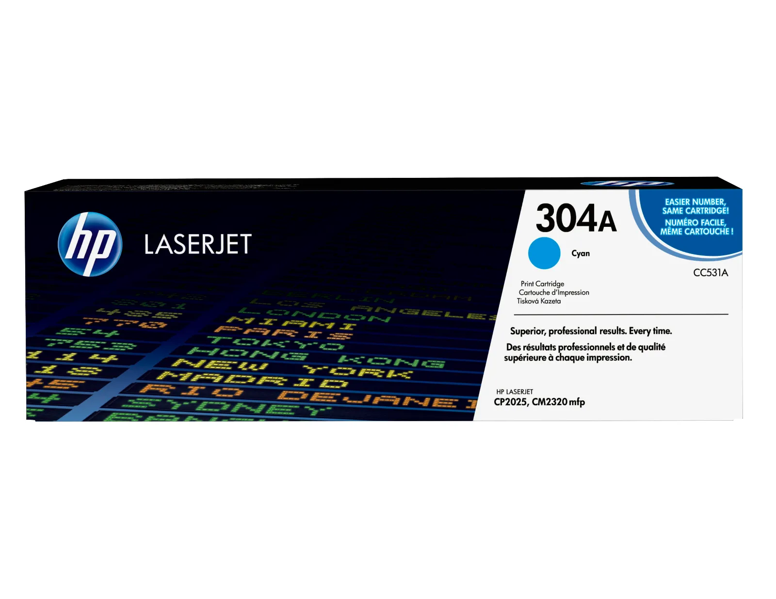 HP 304A Cyan Original LaserJet Toner Cartridge, front view