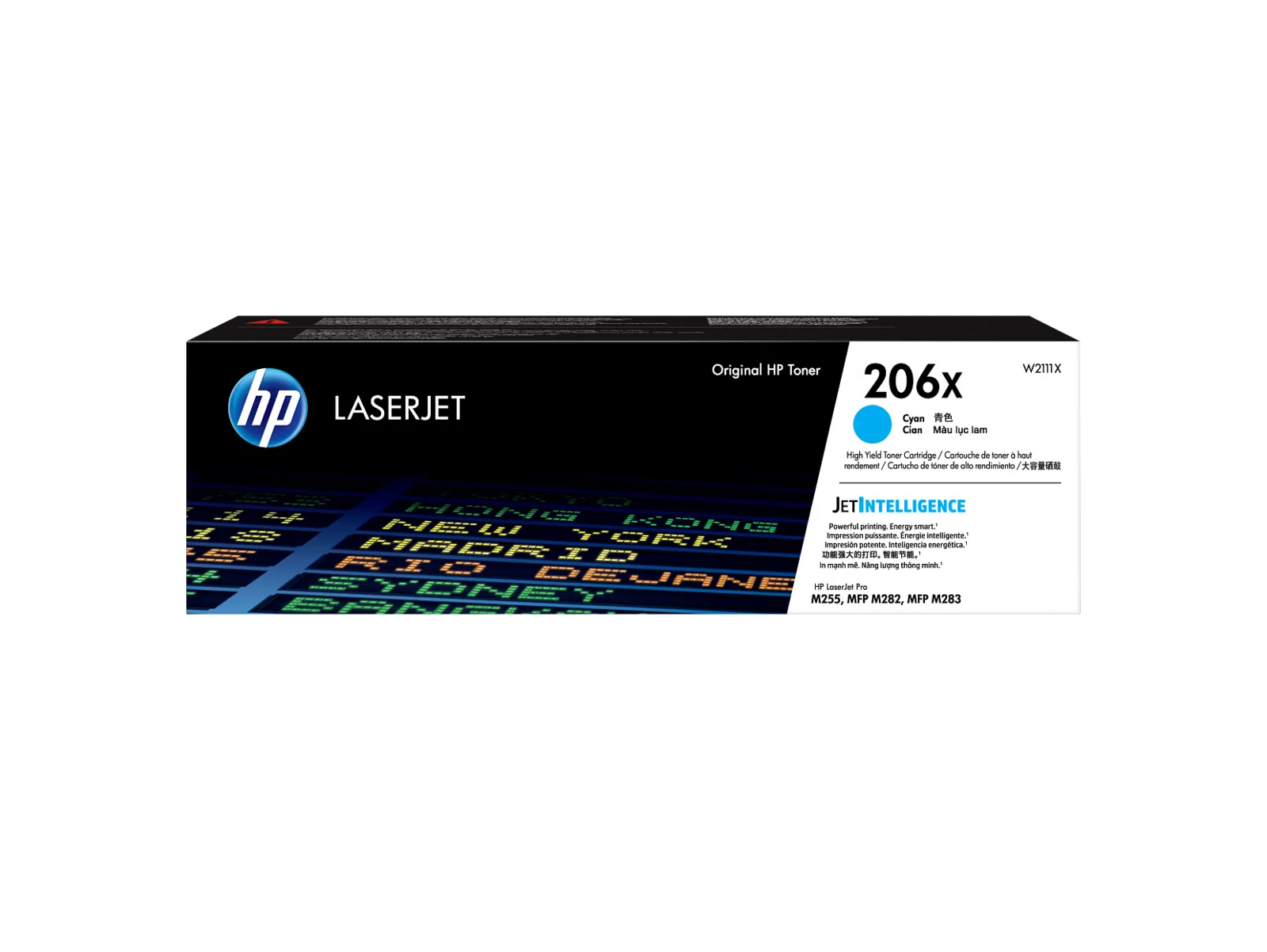 HP 206X High Yield Cyan Original LaserJet Toner Cartridge, front view