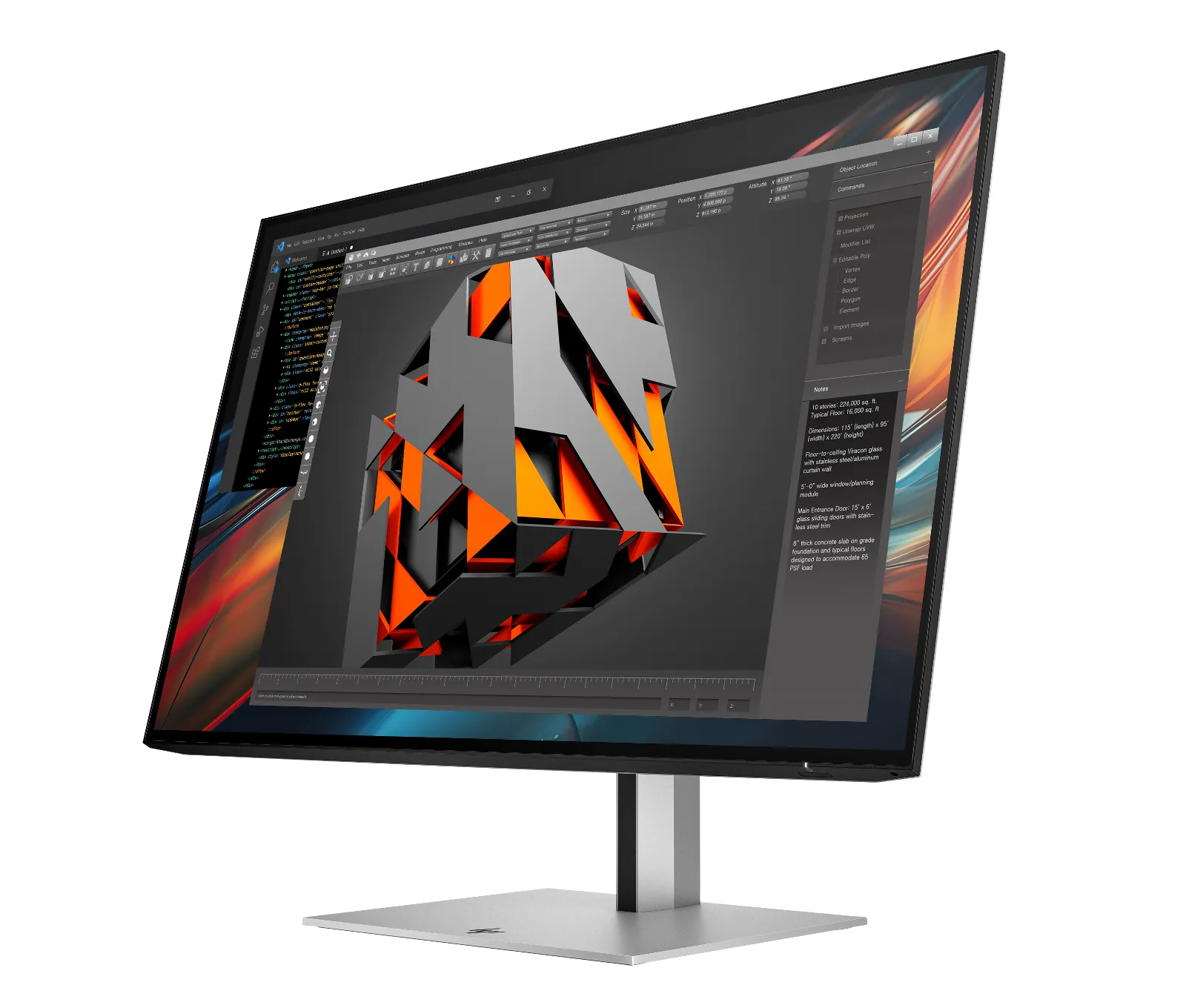 HP Series 7 Pro 24 inch WUXGA USB-C Monitor - 724pu, left side view