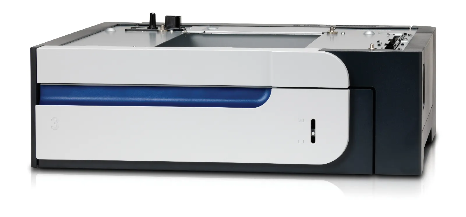 HP Color LaserJet 500-sheet Paper and Heavy Media Tray, left side view