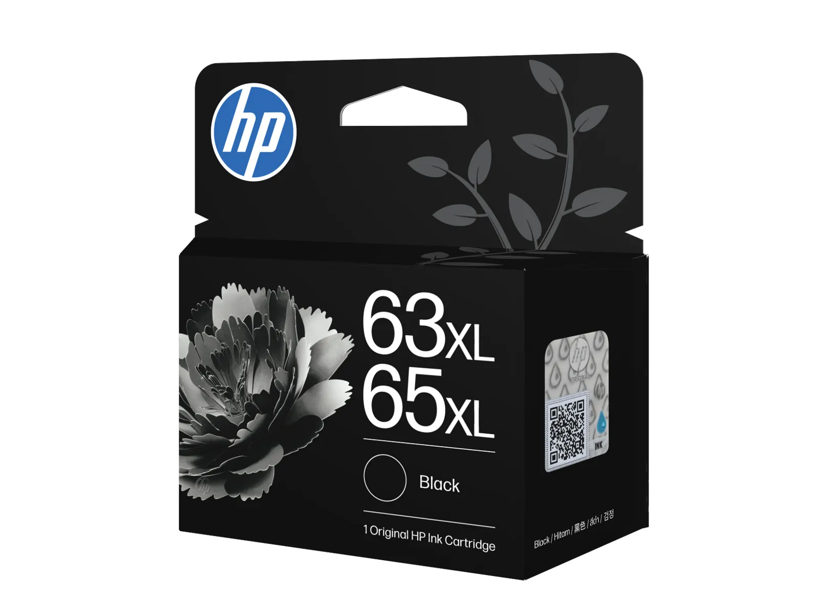 HP 63XL/65XL Black Original Ink Cartridge, right side view