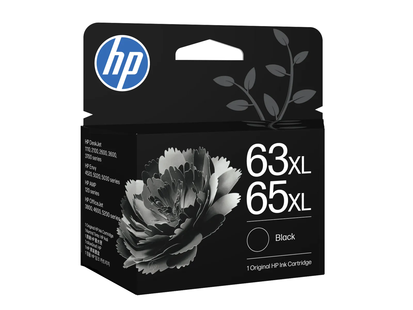 HP 63XL/65XL Black Original Ink Cartridge, left side view