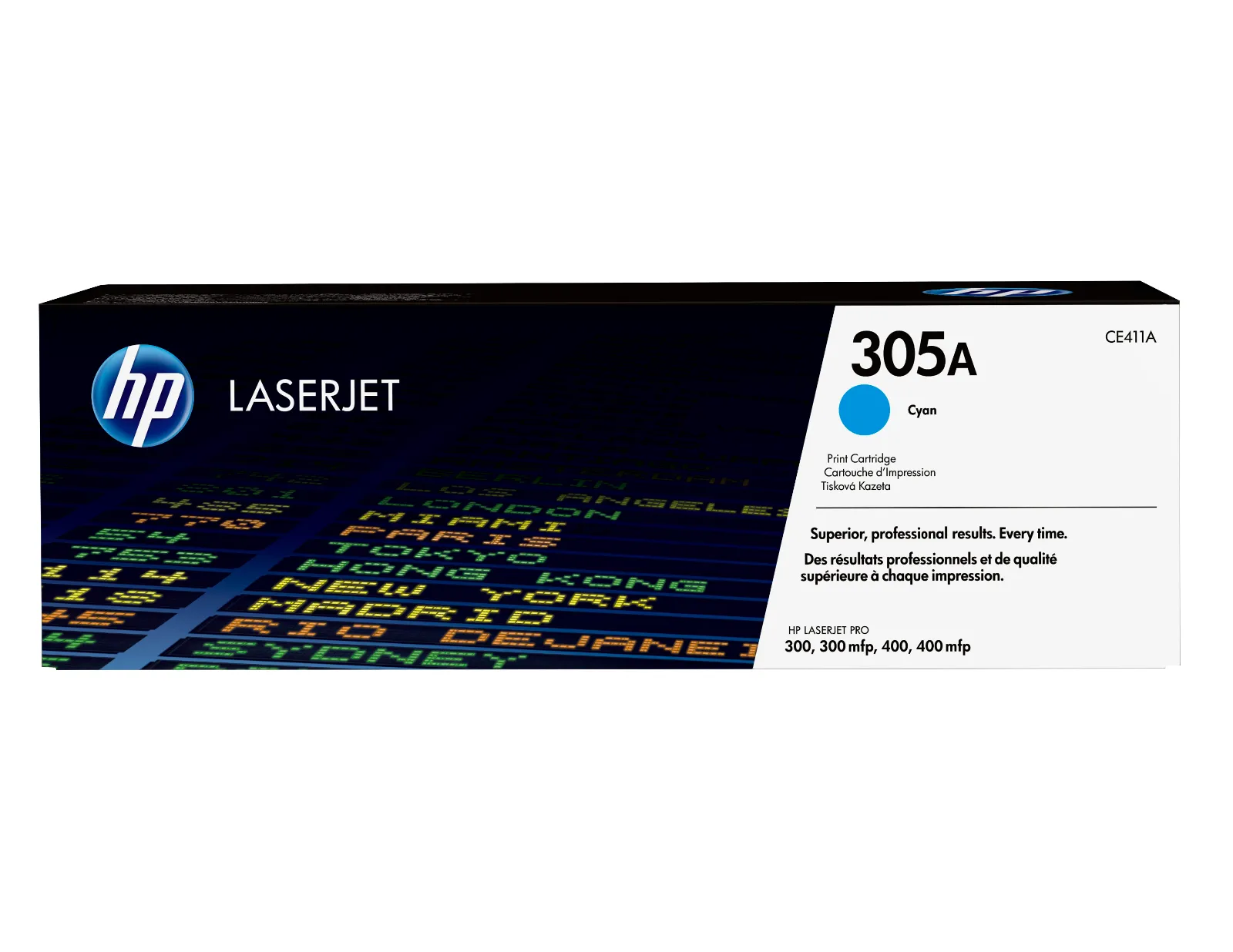 HP 305A Cyan Original LaserJet Toner Cartridge, front view
