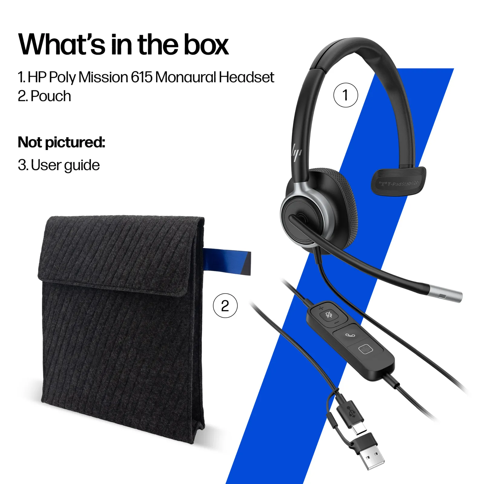 HP Poly Mission 625 Stereo USB Wired Headset