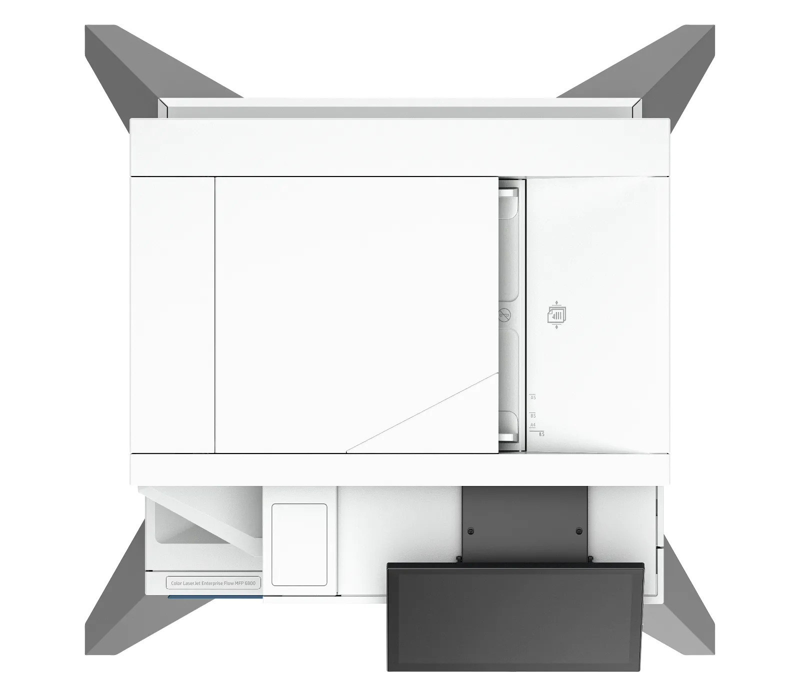 HP Color LaserJet Enterprise Flow MFP 6800zfsw Printer, top view