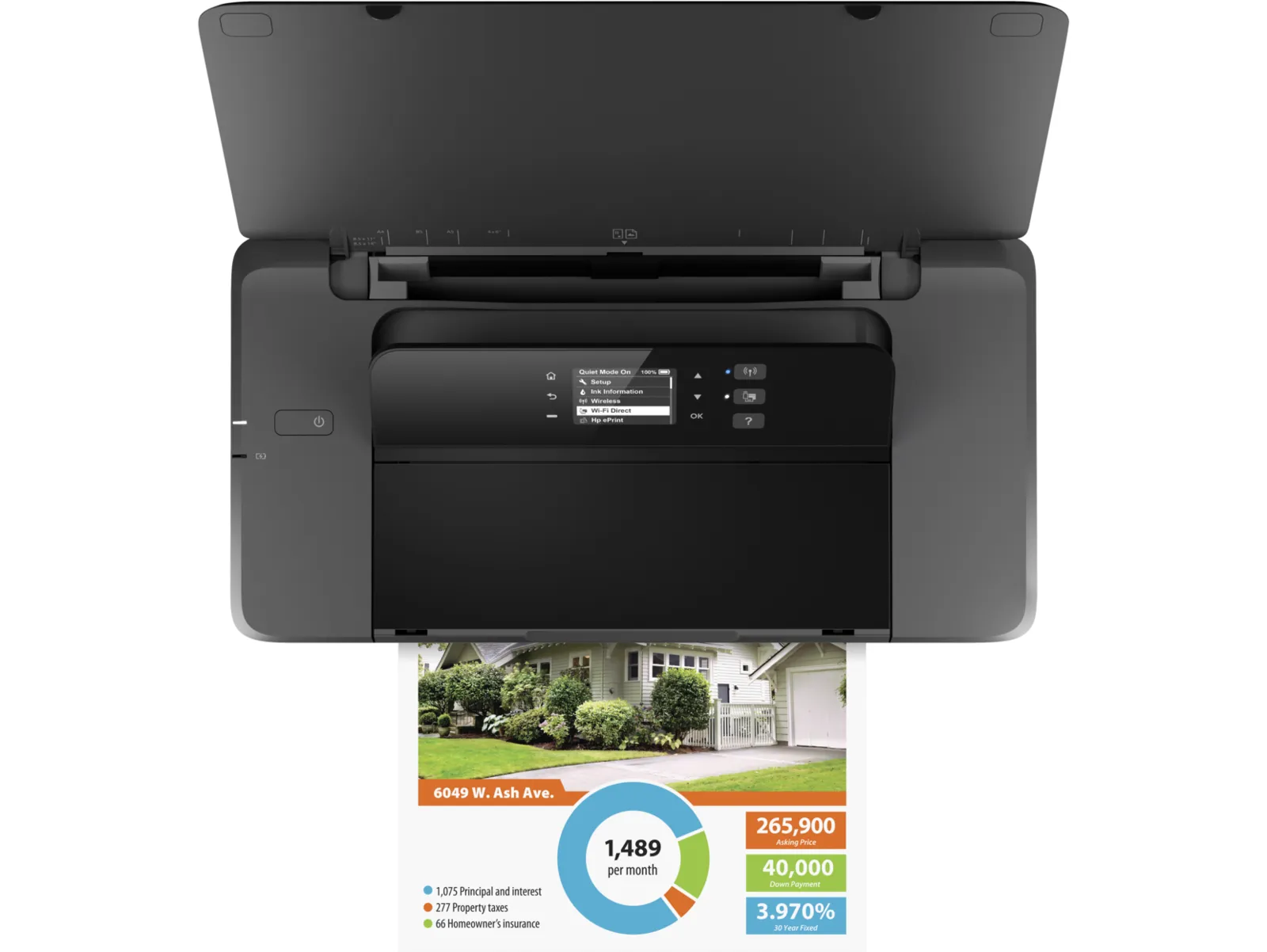 HP OfficeJet 200 Mobile Printer, top view