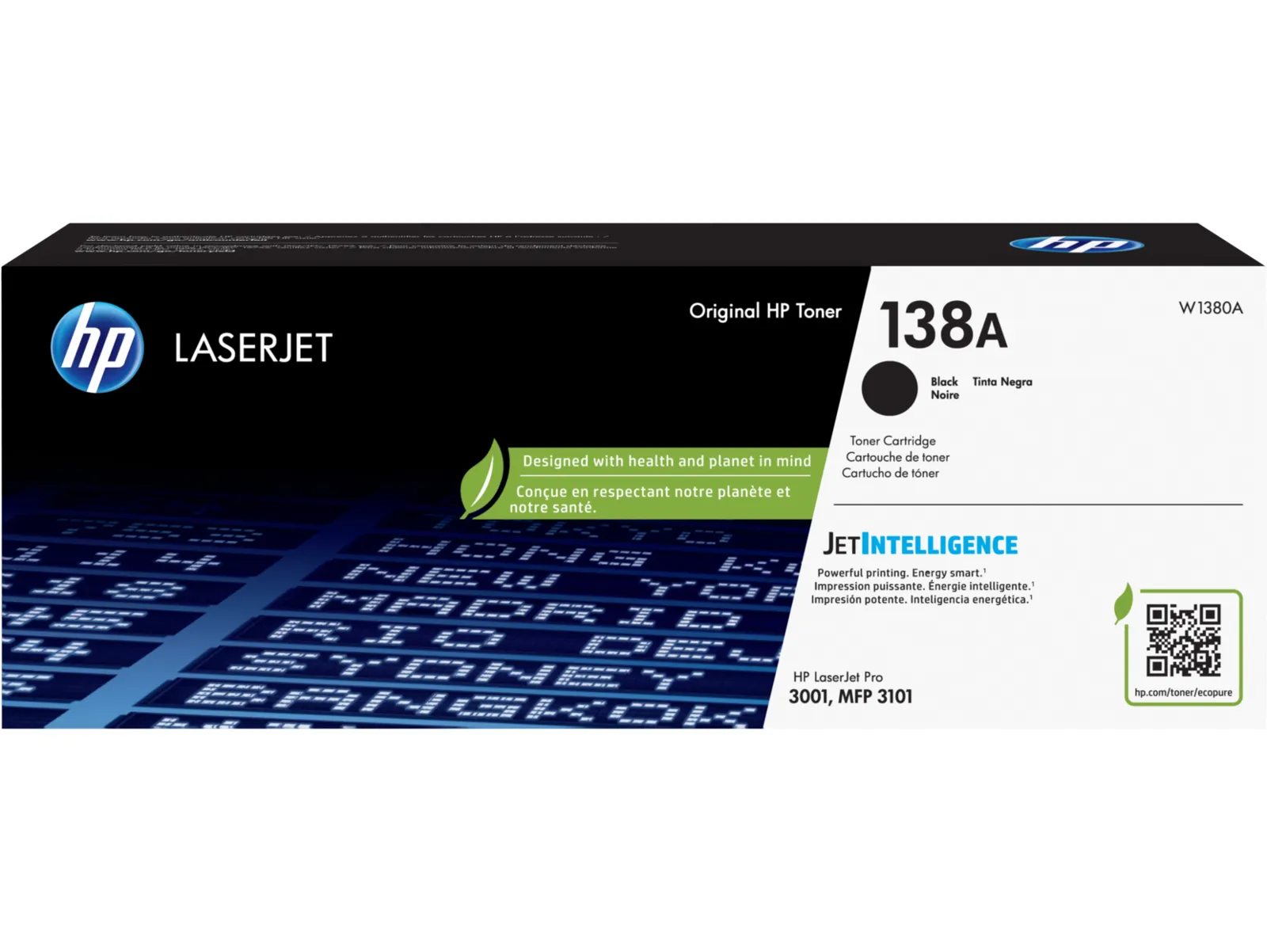 HP 138A Black Original LaserJet Toner Cartridge, front view