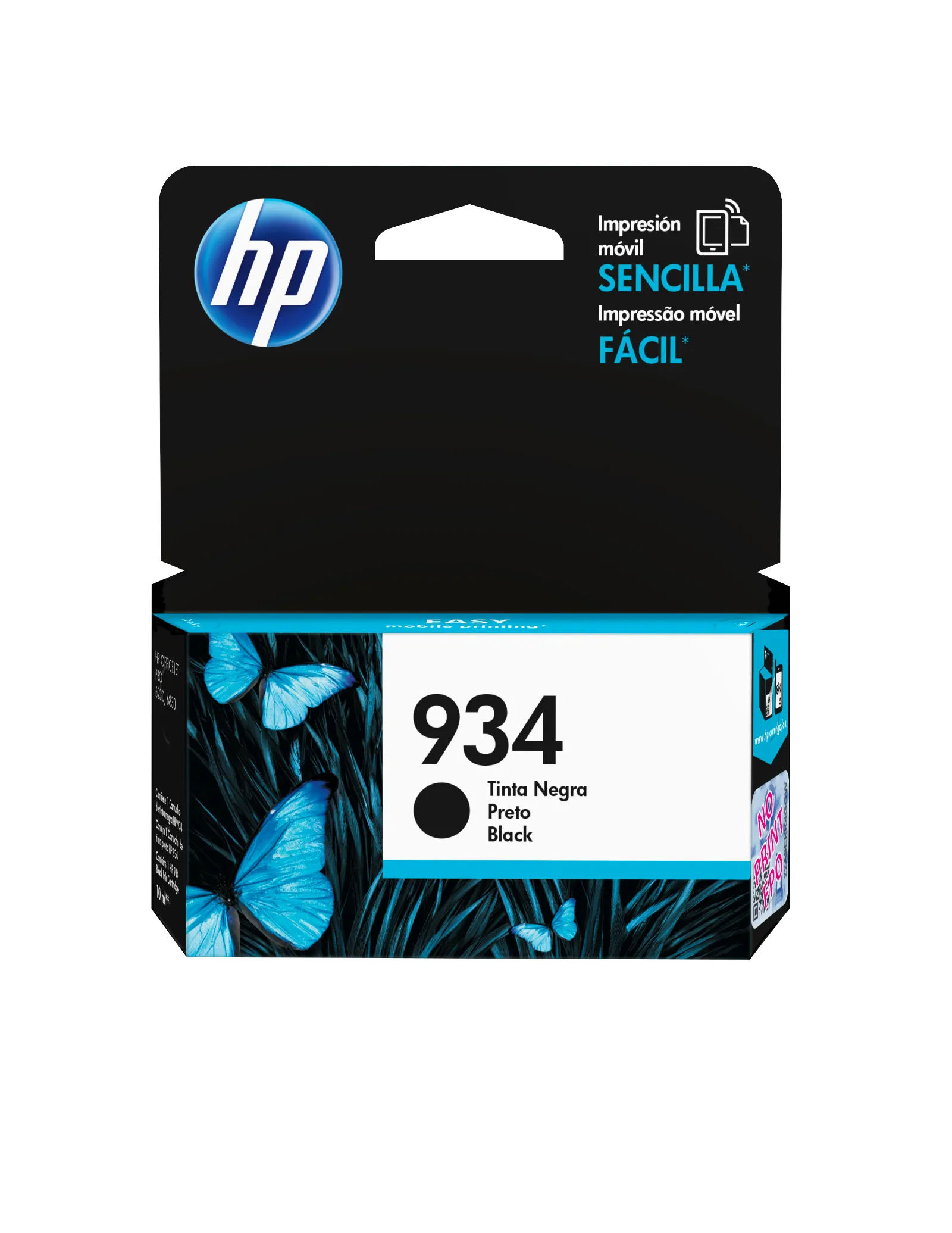 HP 934 Black Original Ink Cartridge, front view