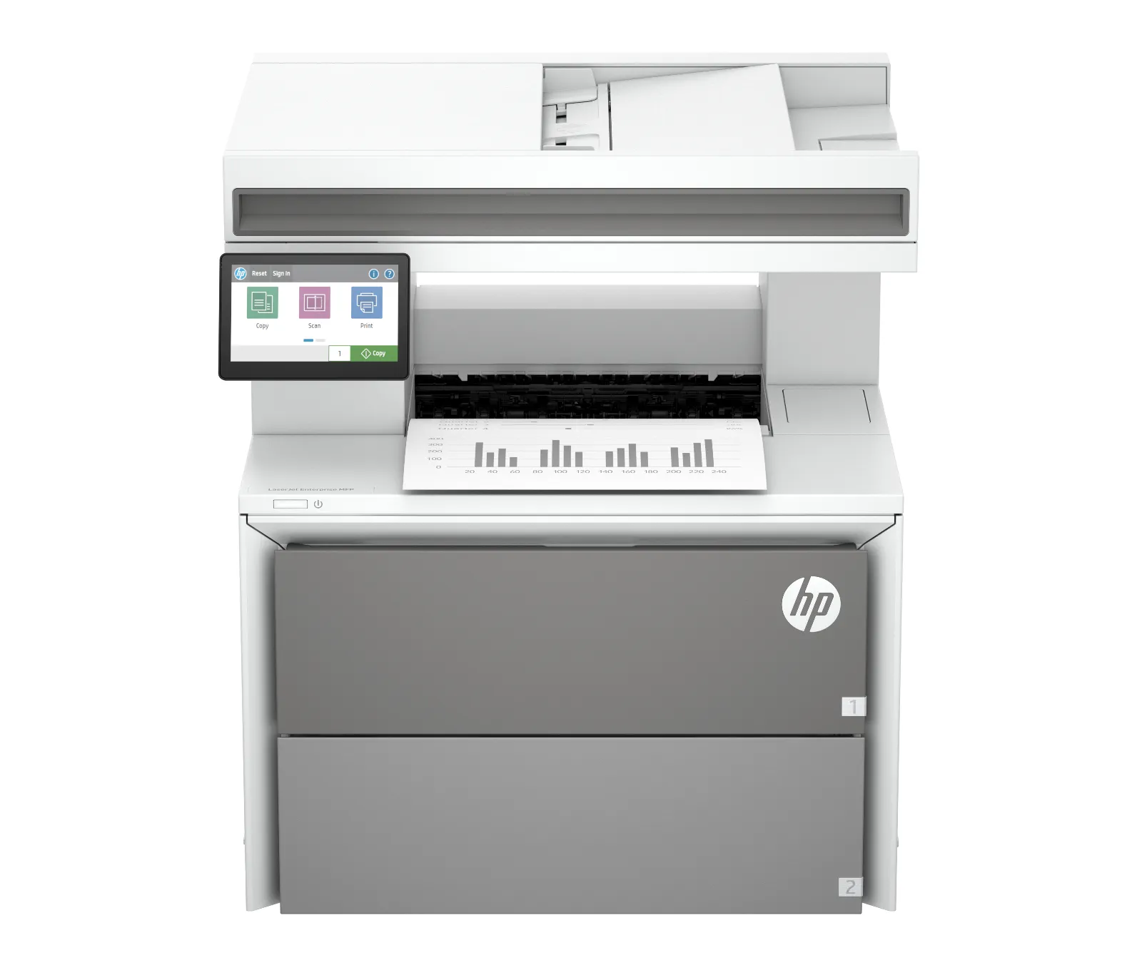 HP LaserJet Enterprise MFP 5601dn Printer, front view