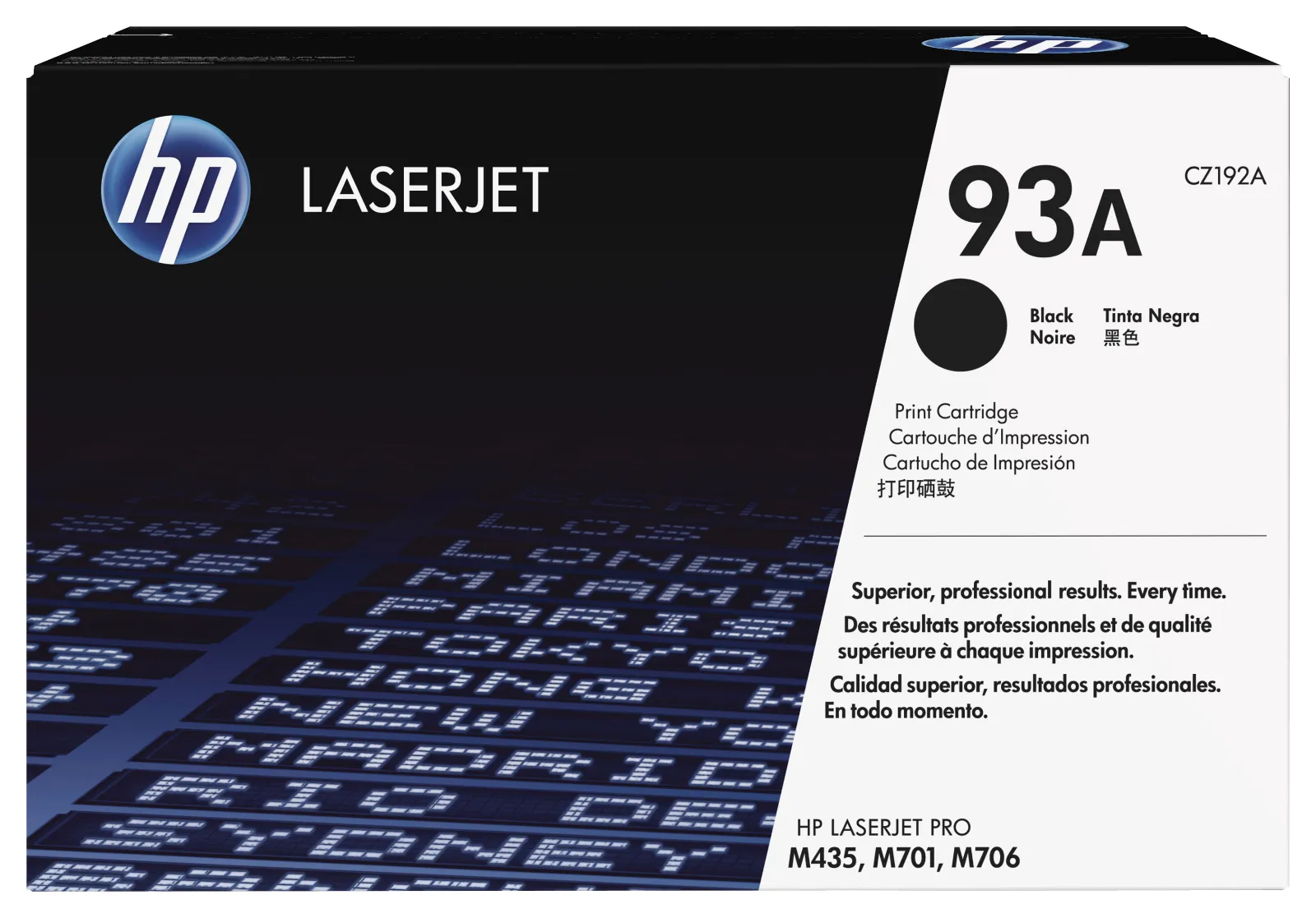 HP 93A Black Original LaserJet Toner Cartridge, front view