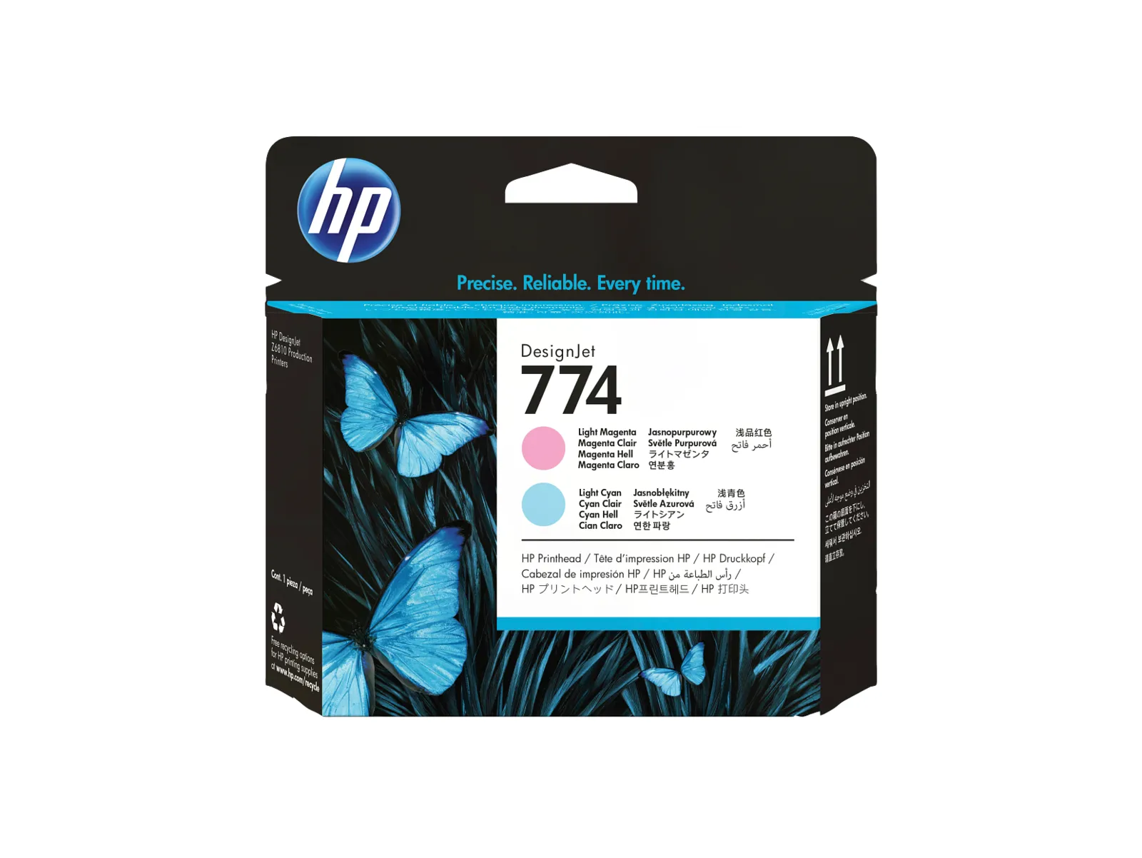 HP 774 Light Magenta/Cyan DesignJet Printhead, front view