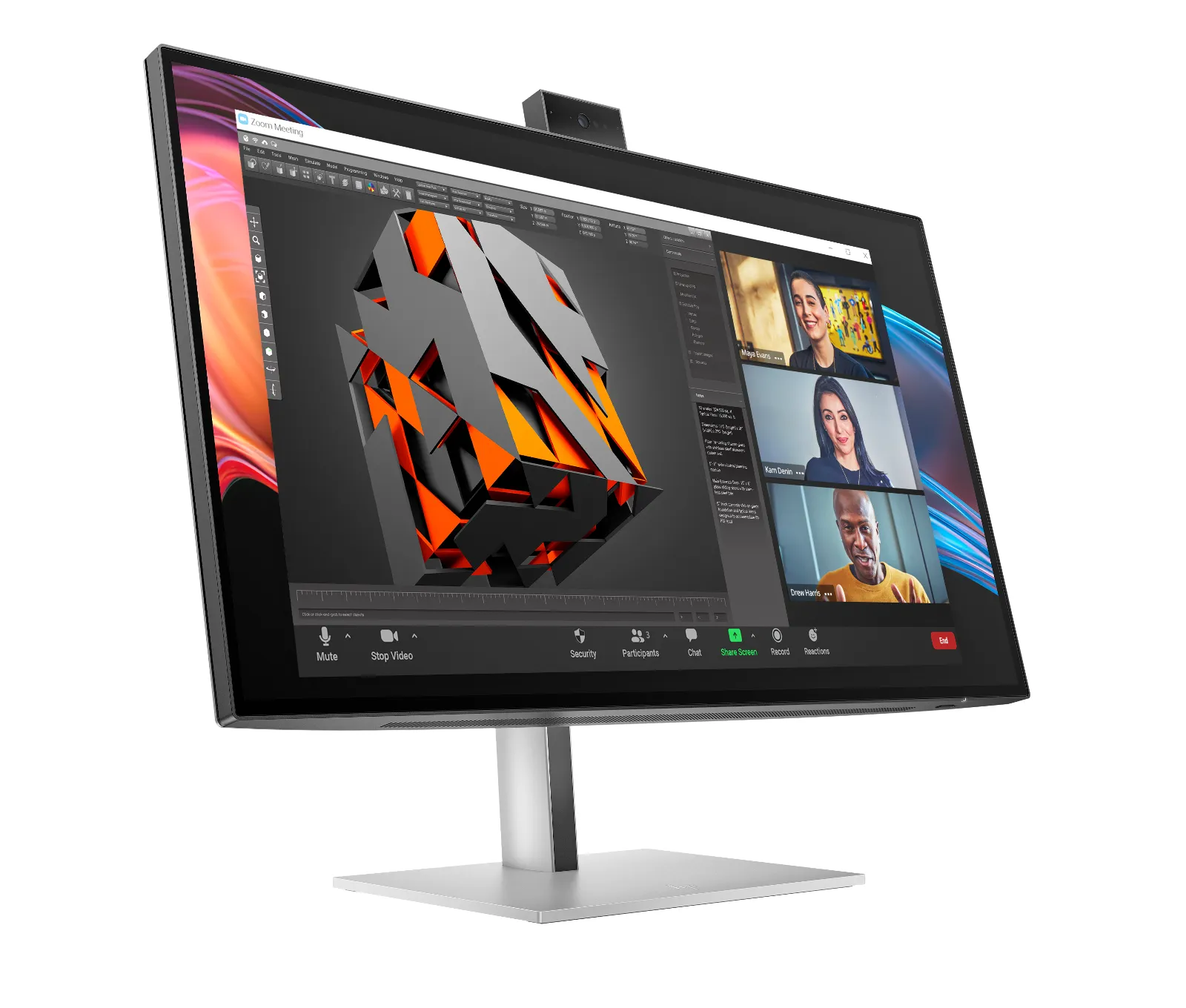 HP Series 7 Pro 27 inch 4K Conferencing Monitor - 727pm, right side view