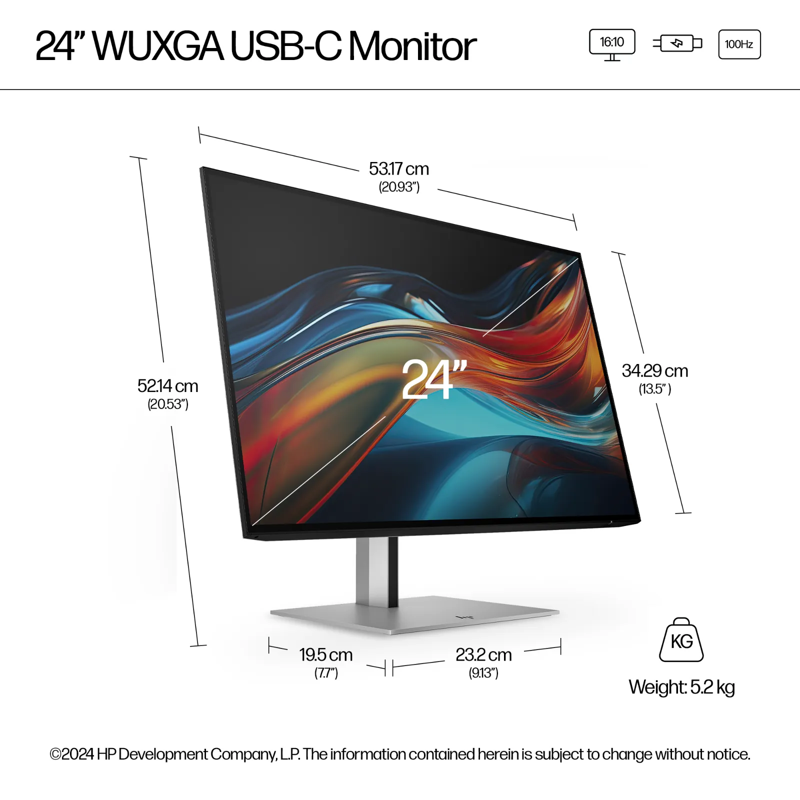 HP Series 7 Pro 24 inch WUXGA USB-C Monitor - 724pu computer monitor