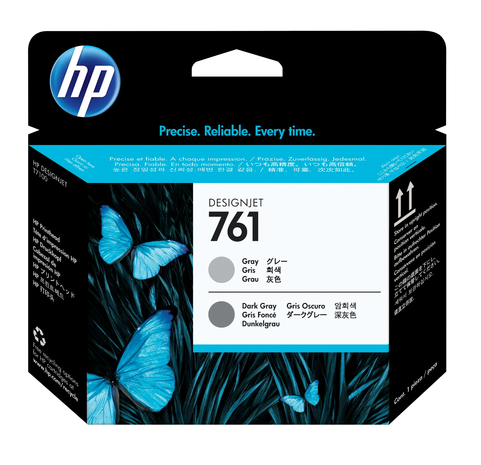 HP 761 Gray/Dark Gray DesignJet Printhead, front view
