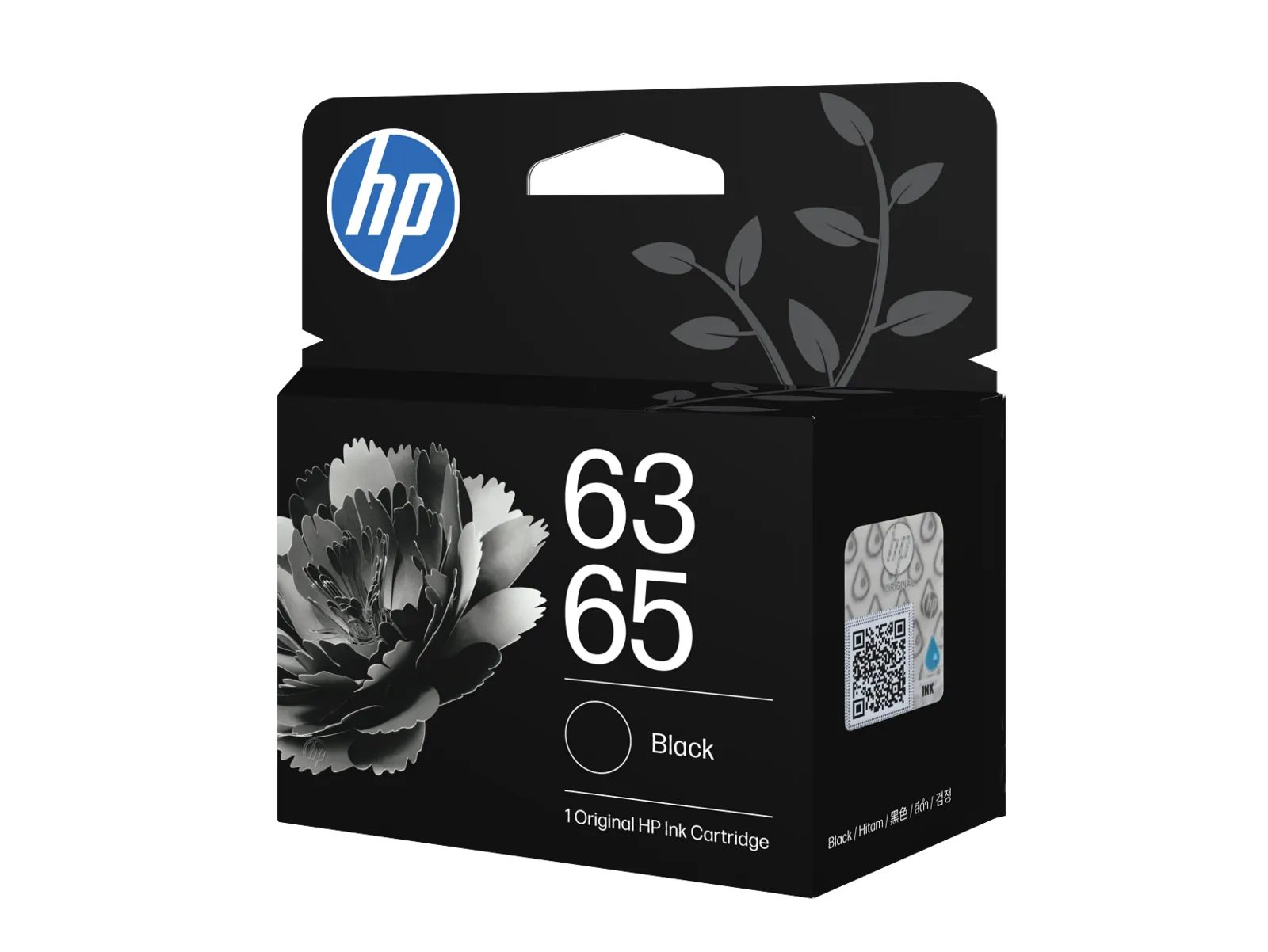 HP 63/65 Black Original Ink Cartridge, right side view