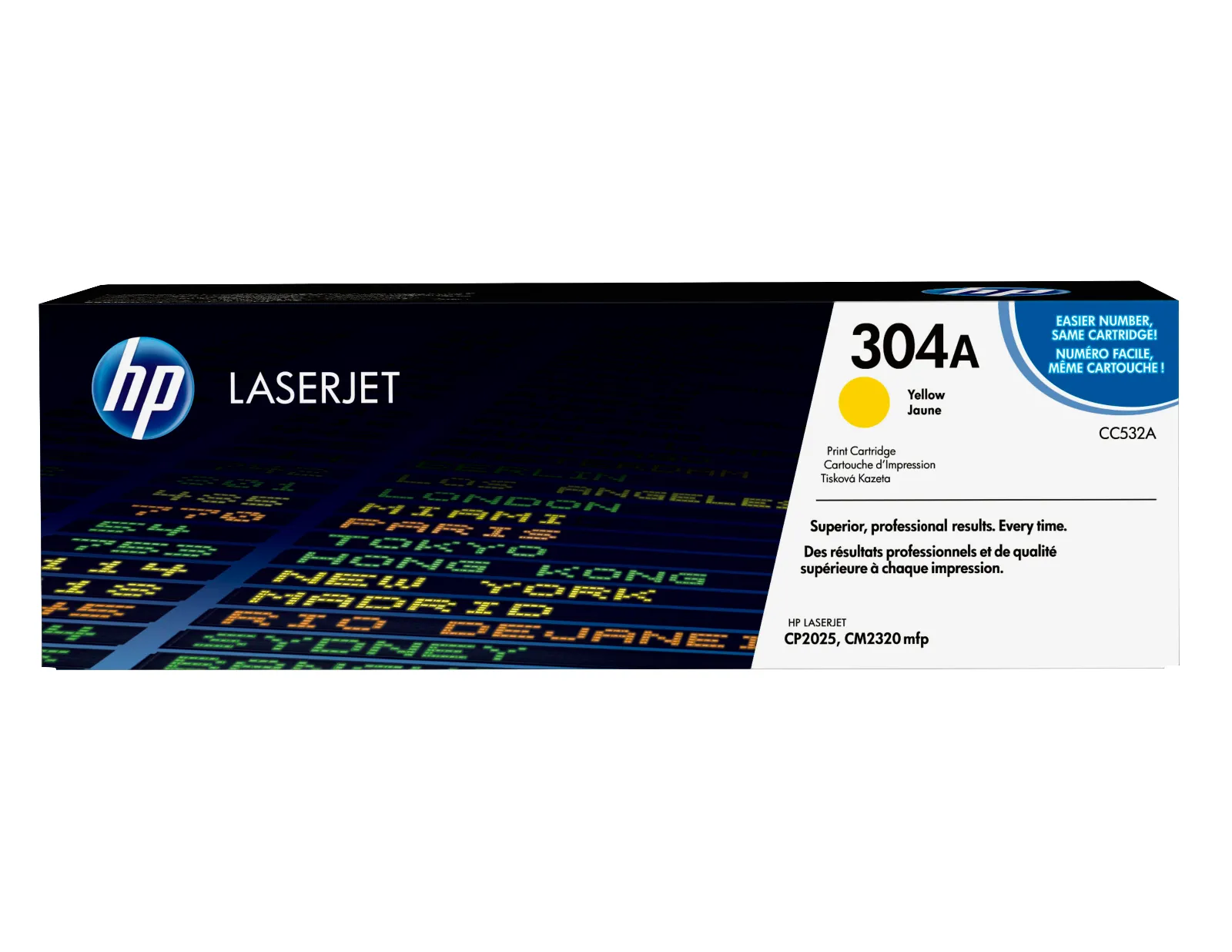 HP 304A Yellow Original LaserJet Toner Cartridge, front view