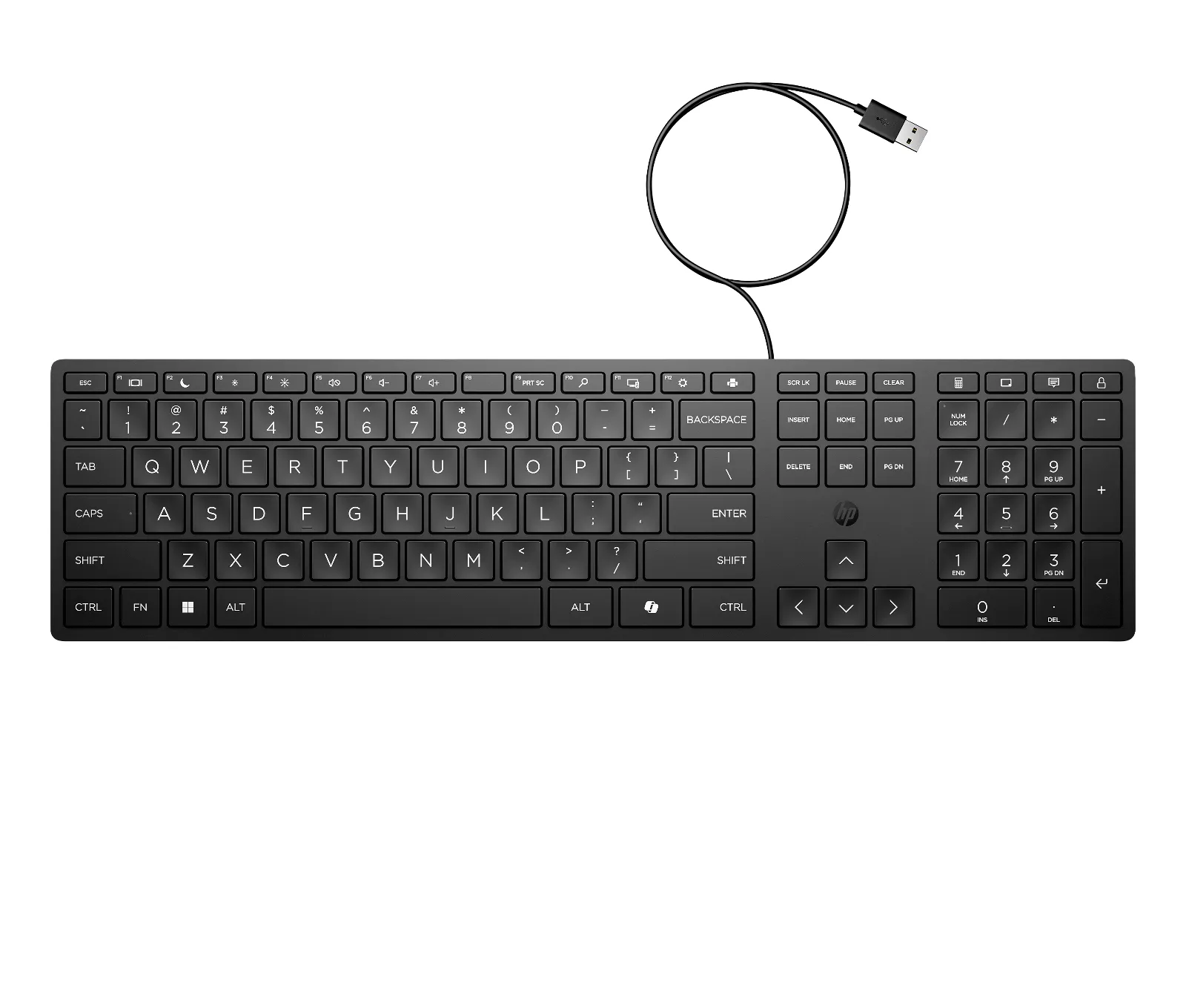HP Wired Desktop 320K Keyboard, top view