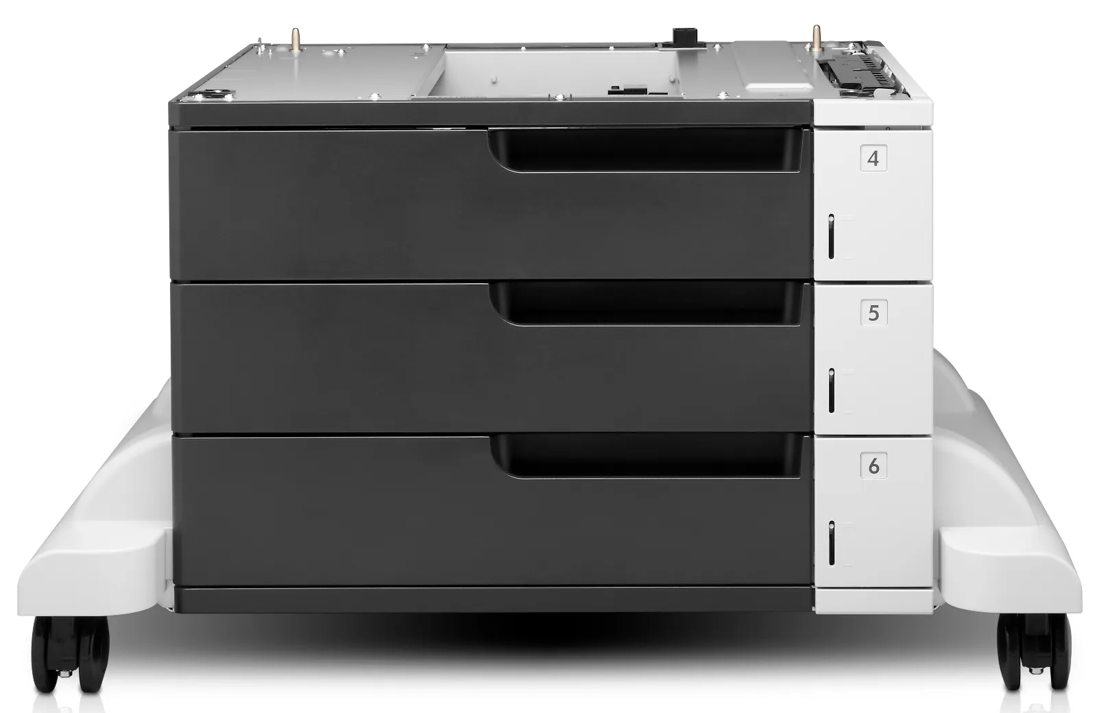 HP LaserJet 3x500-sheet Feeder and Stand, front view