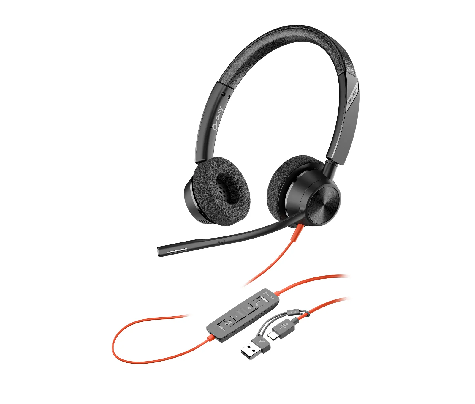 HP Poly Blackwire 3320 Stereo USB-C Headset +USB-C/A Adapter