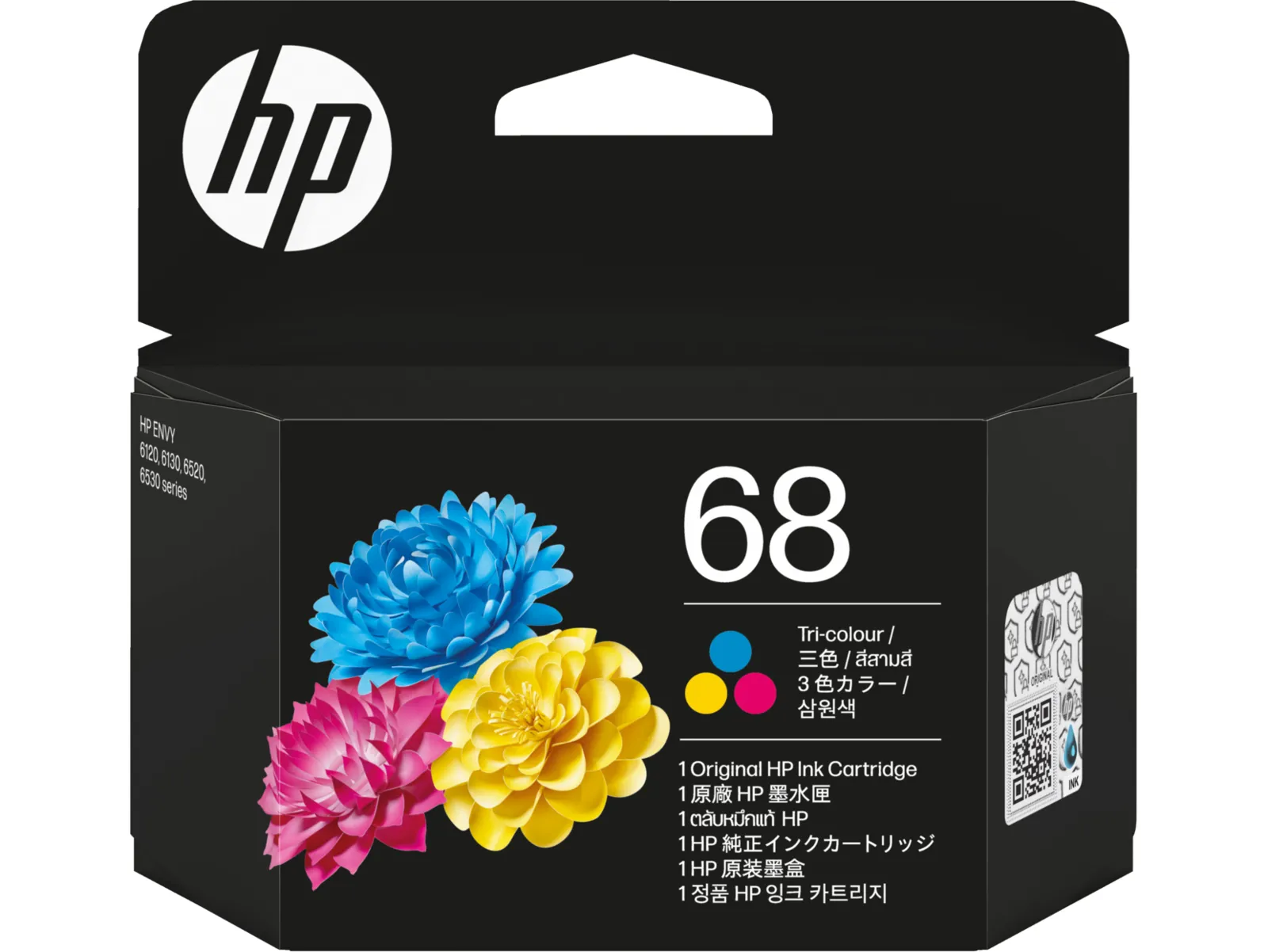 HP 68 Tri-color Original Ink Cartridge, front view