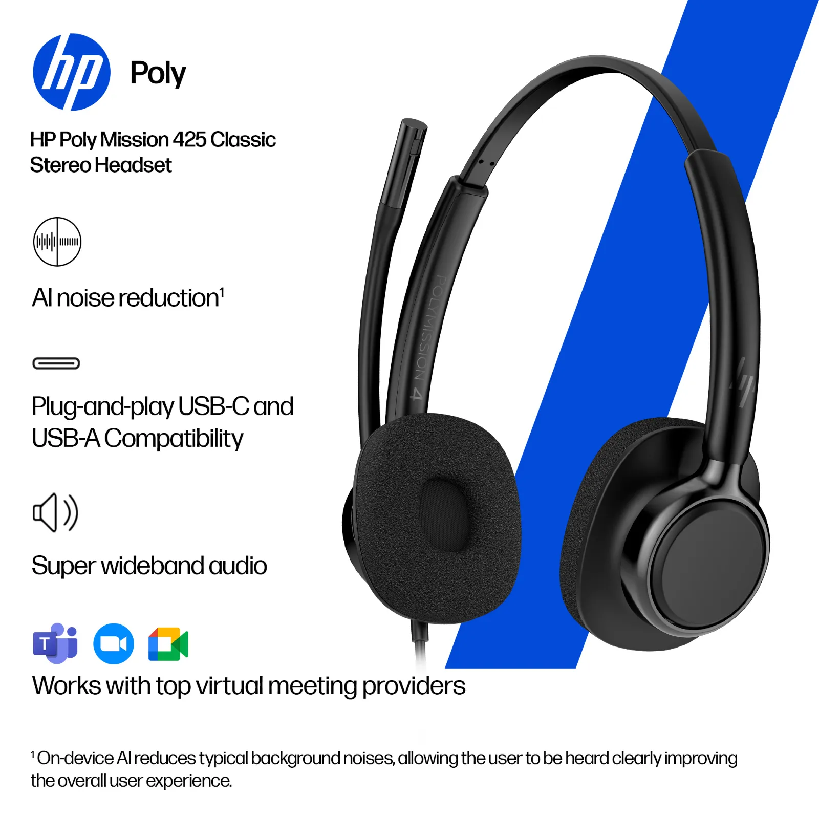 HP Poly Mission 425 Stereo USB Wired Headset