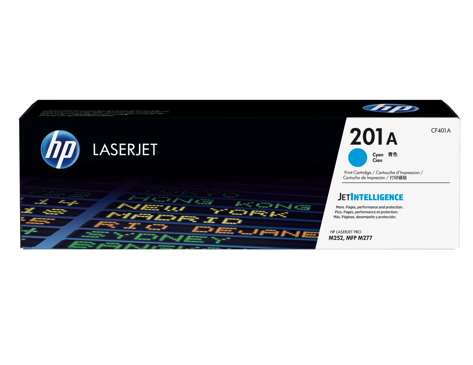 HP 201A Cyan Original LaserJet Toner Cartridge, front view