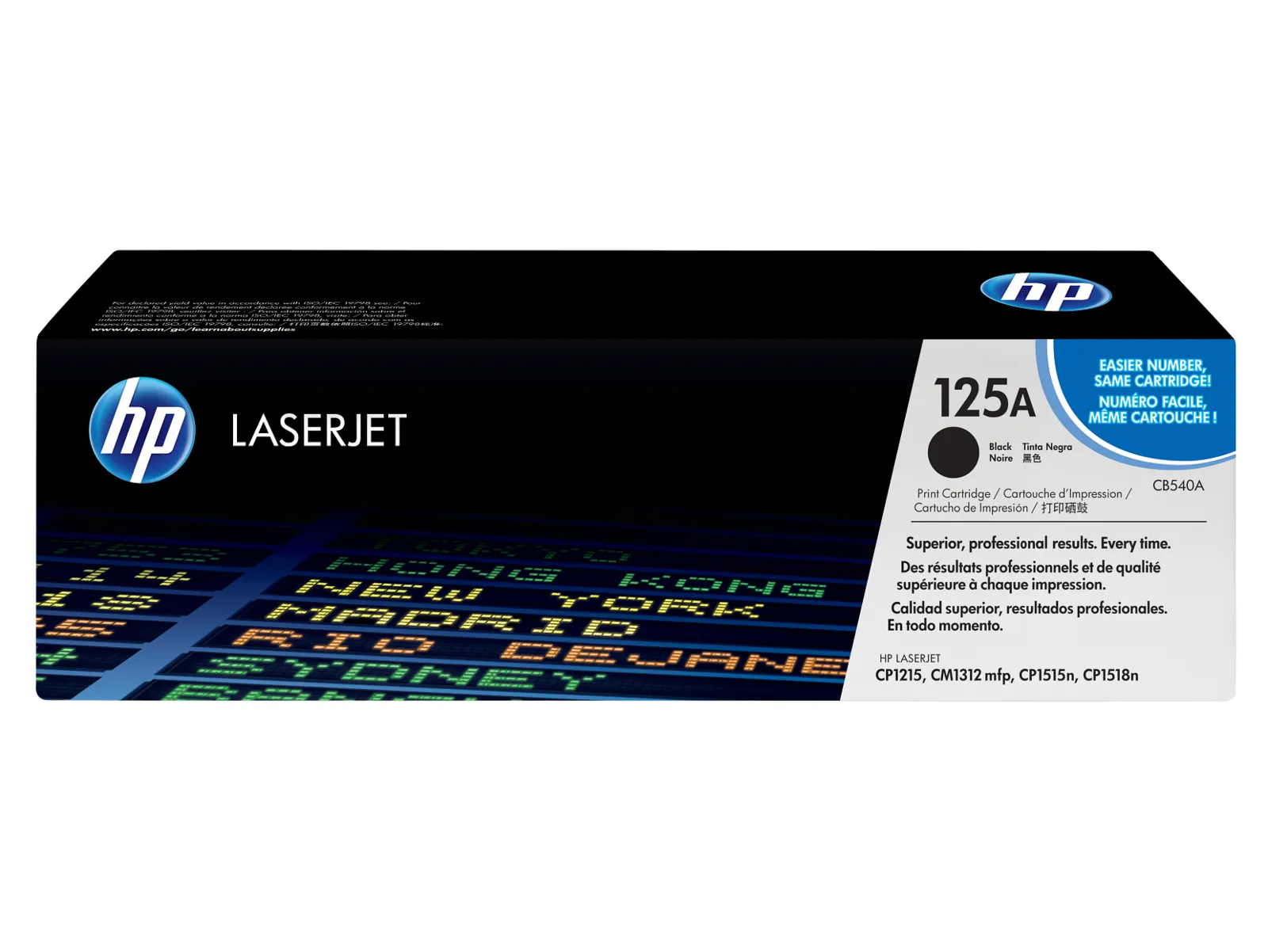 HP 125A Black Original LaserJet Toner Cartridge, front view