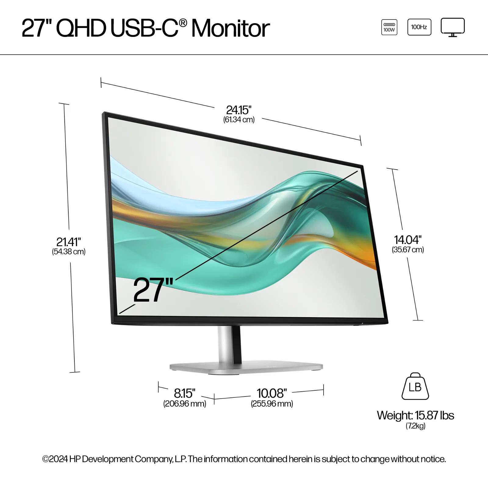 HP Series 5 Pro 27 inch QHD USB-C Monitor - 527pu computer monitor